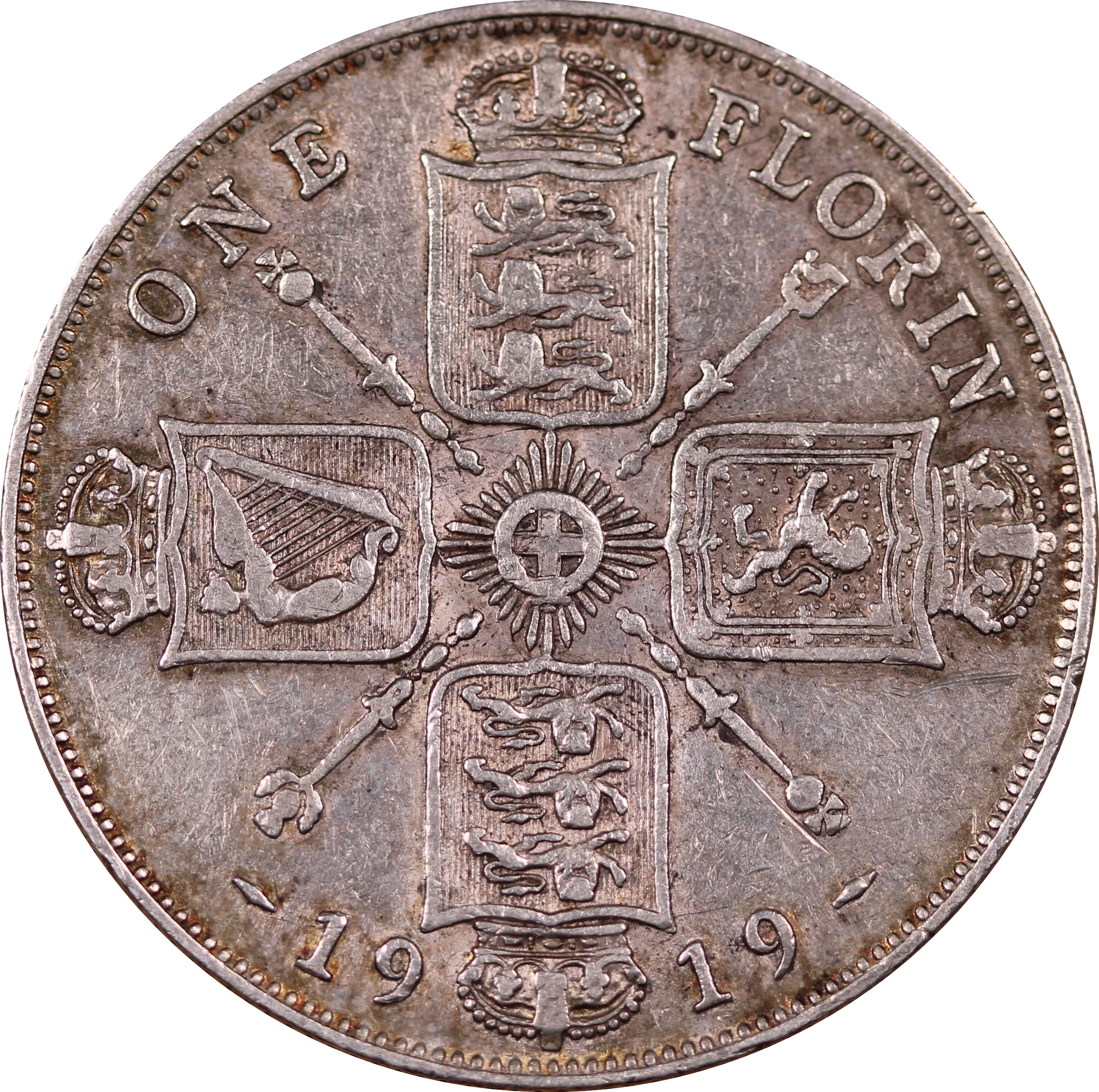 GB 1919 Florin Circulated