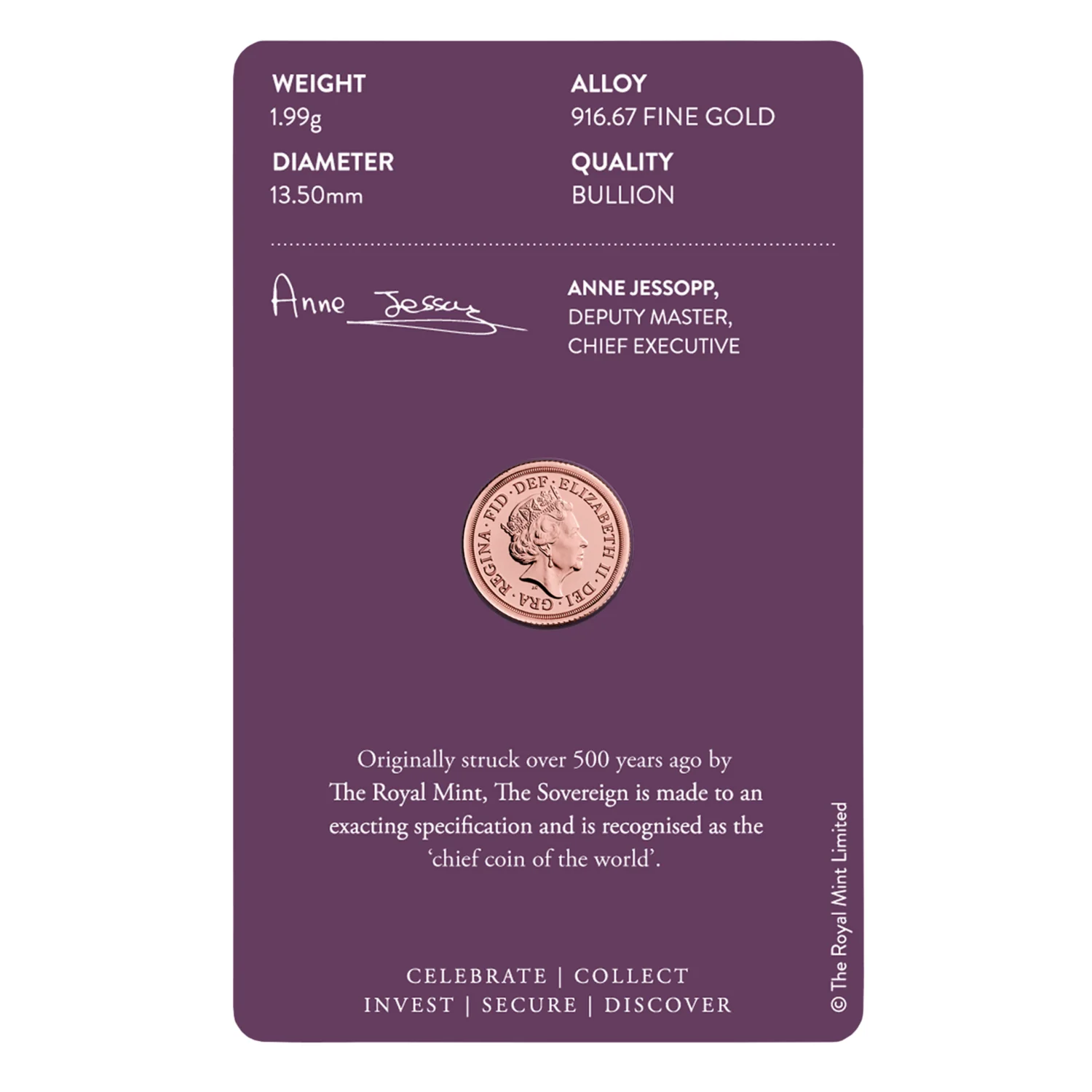 GB 2022 Gold Quarter Sovereign Coin - Image 2