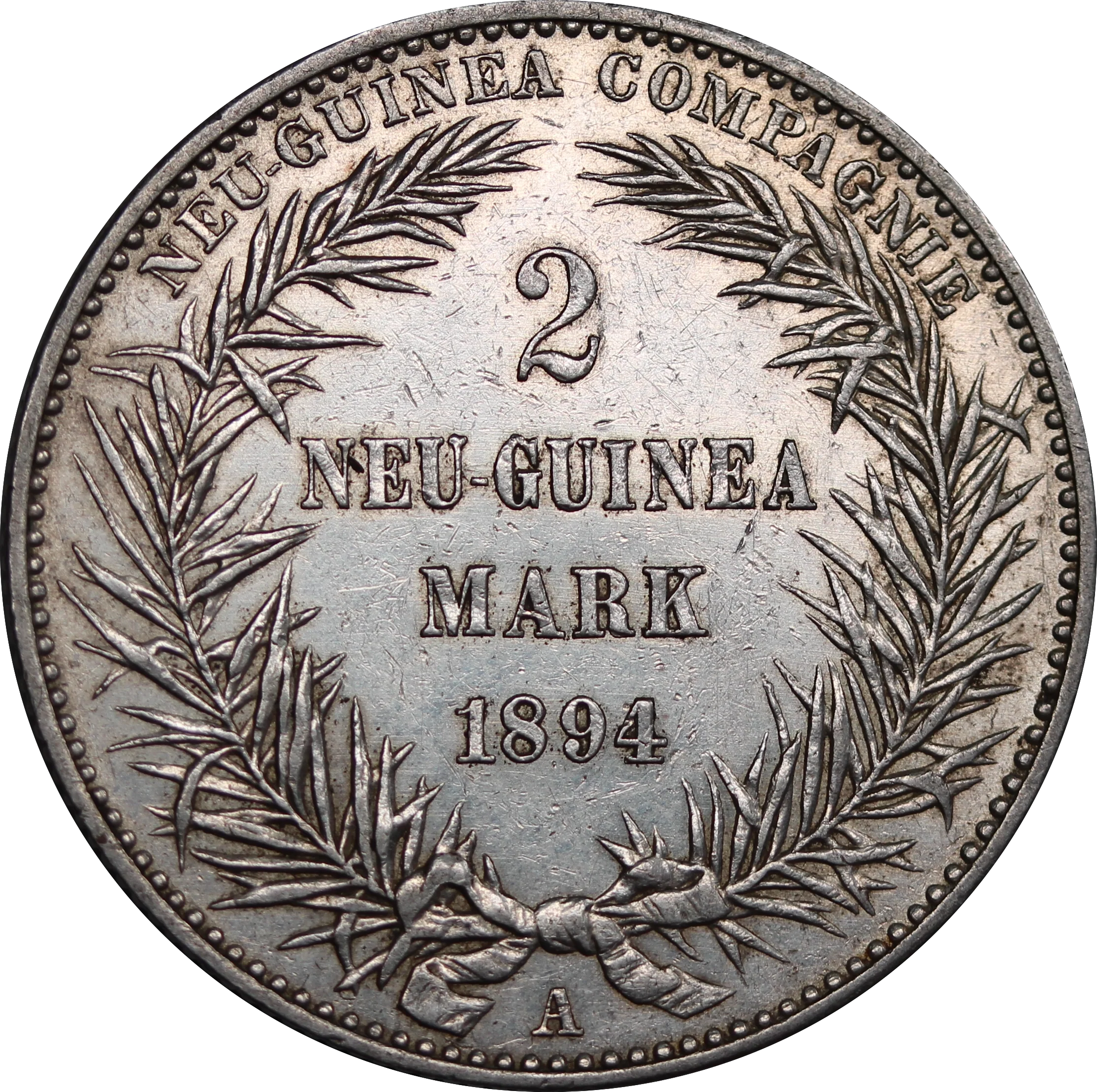 German New Guinea 1894A Silver 2 Mark gVF - Image 2