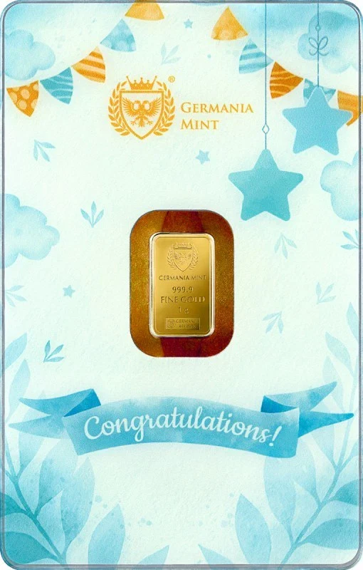 Germania Mint Gold Minted Bar 1g - New Born - Boy
