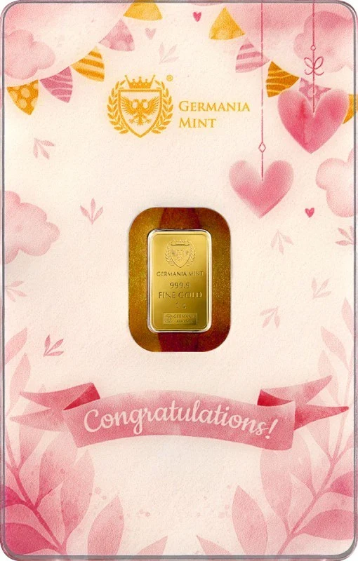 Germania Mint Gold Minted Bar 1g - New Born - Girl