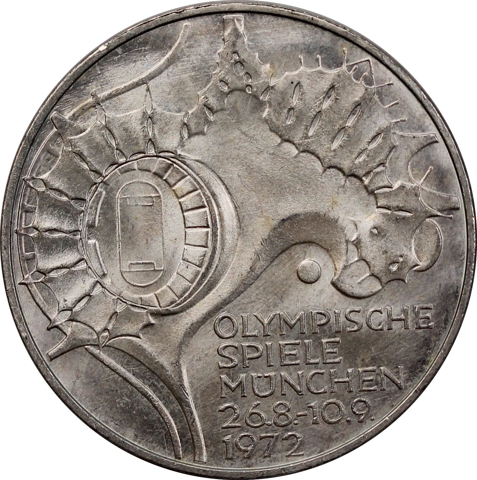 Germany 1972G (Karlsruhe Mint) 10 Mark Munich Olympics aUNC - Image 2