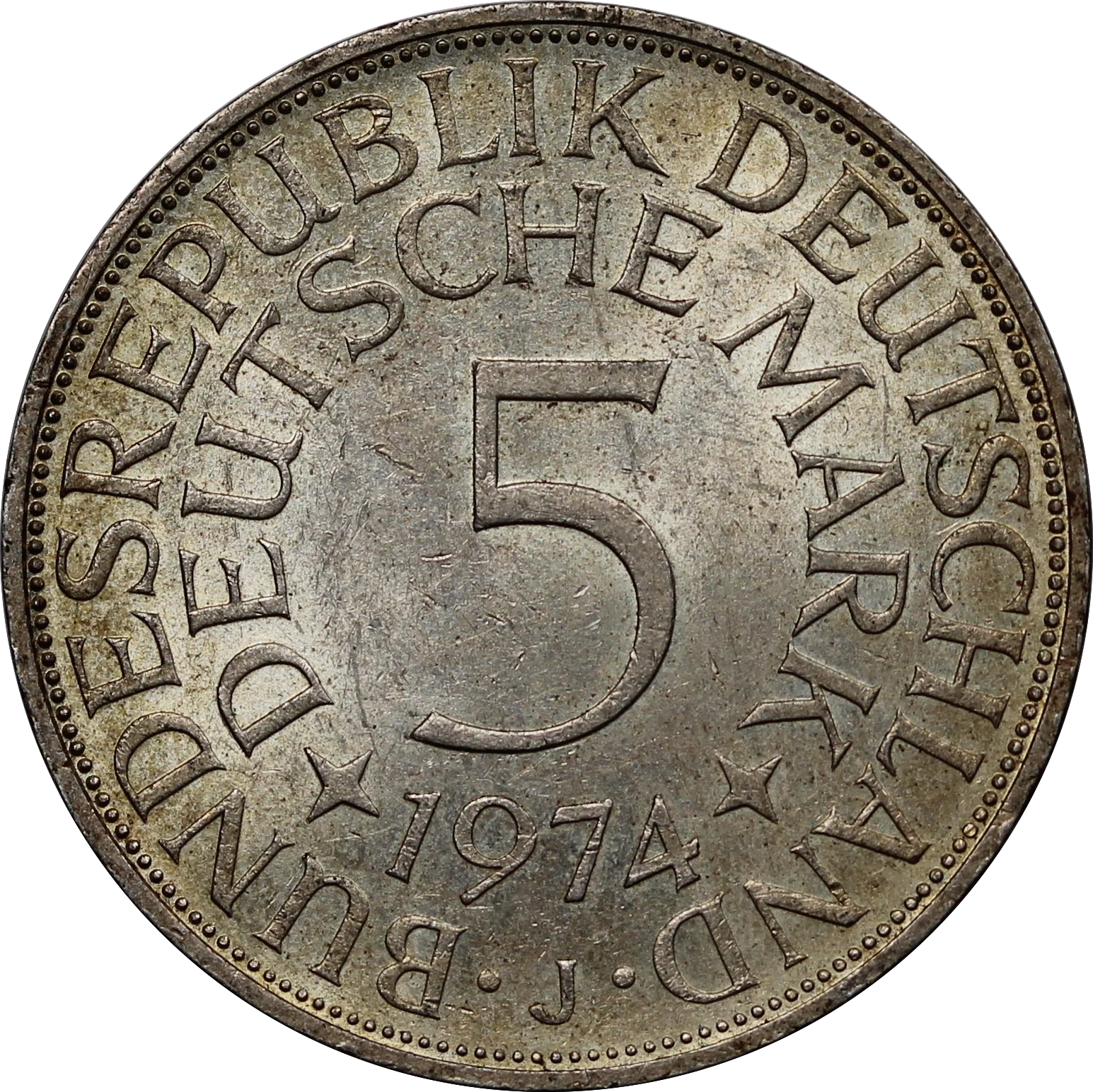 Germany 1974J 5 Mark EF - Image 2