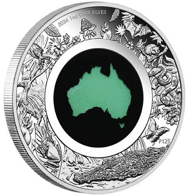 Great Southern Land 2024 1oz Silver Proof Chrysoprase Coin