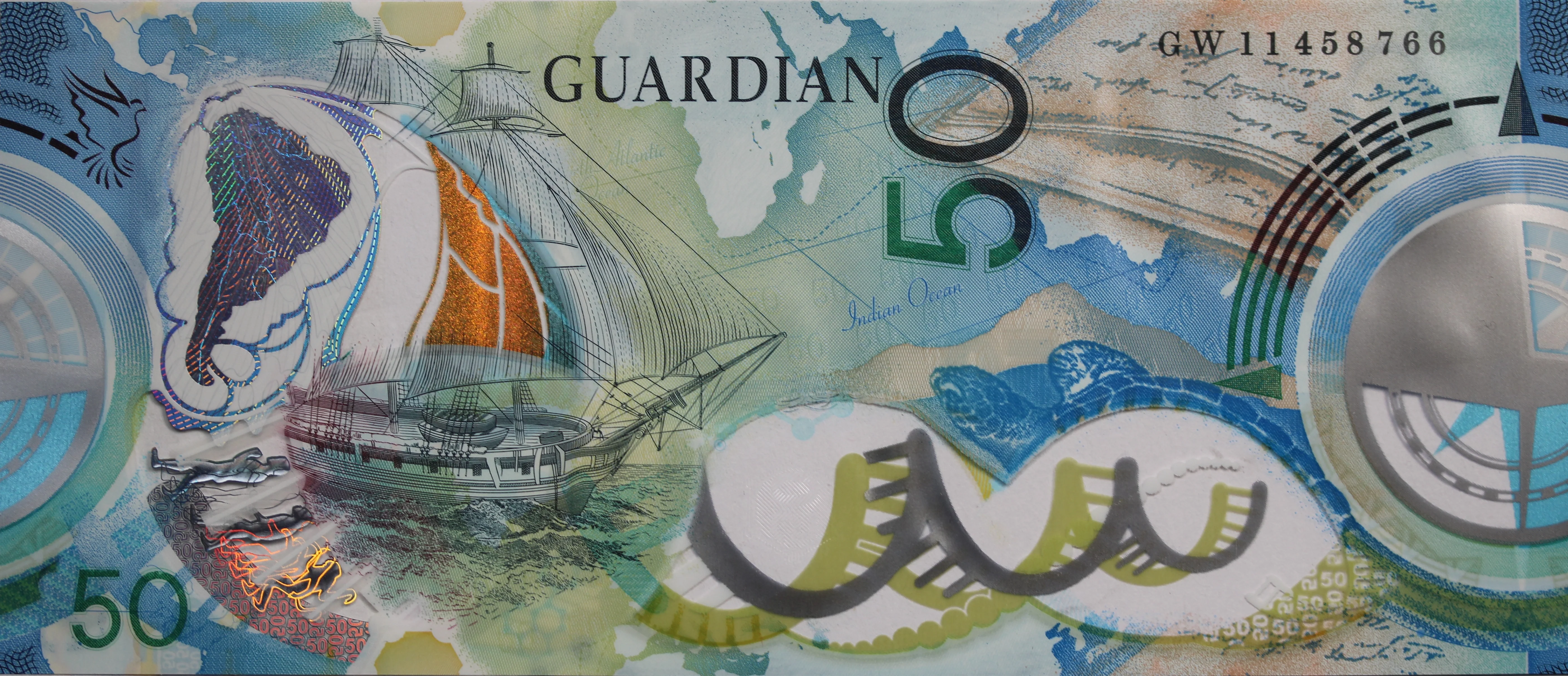 Guardian "50" Polymer Test/Promotional Note - Charles Darwin UNC - Image 2
