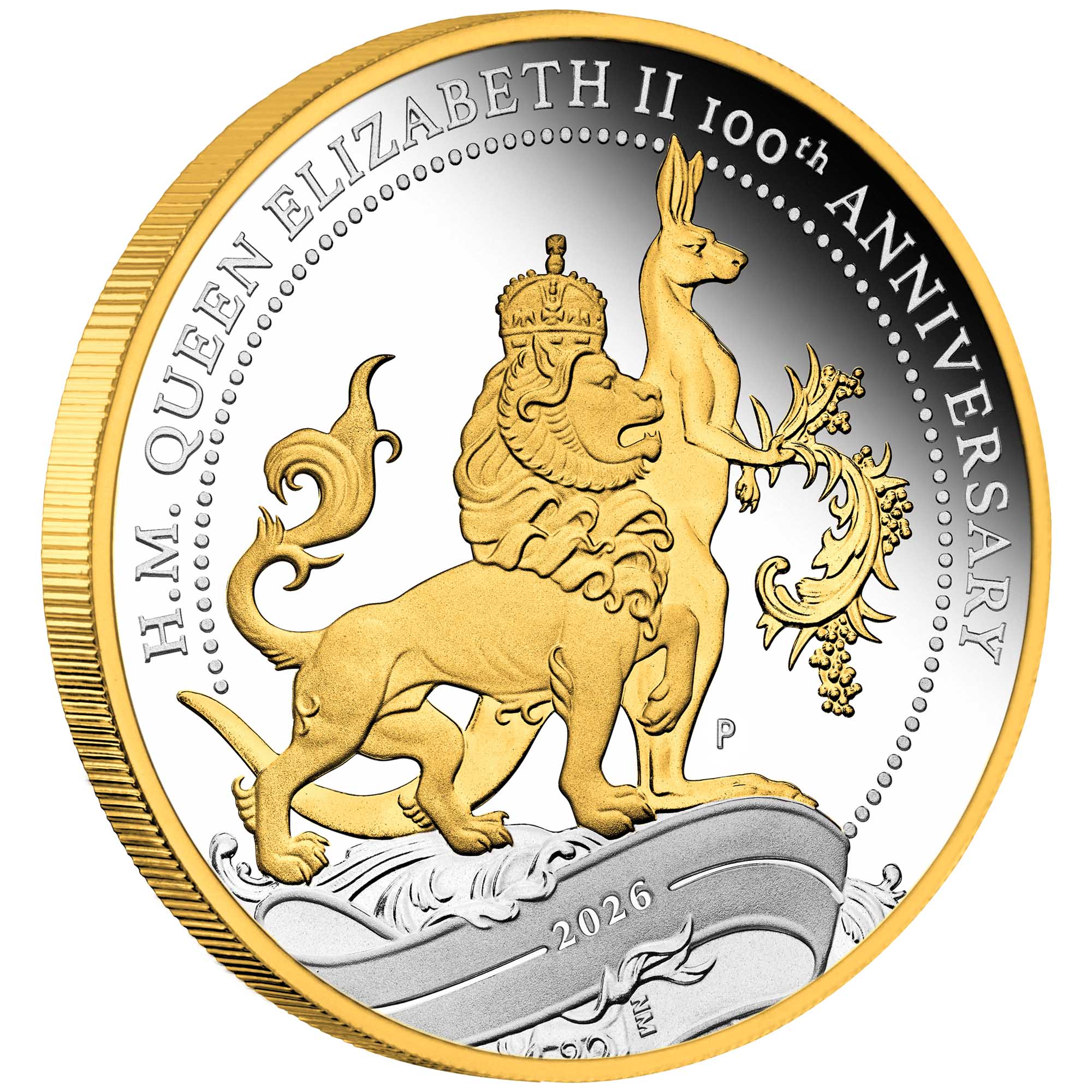 H.M. Queen Elizabeth II 100th Anniversary 2026 1oz Silver Proof Gilded Coin
