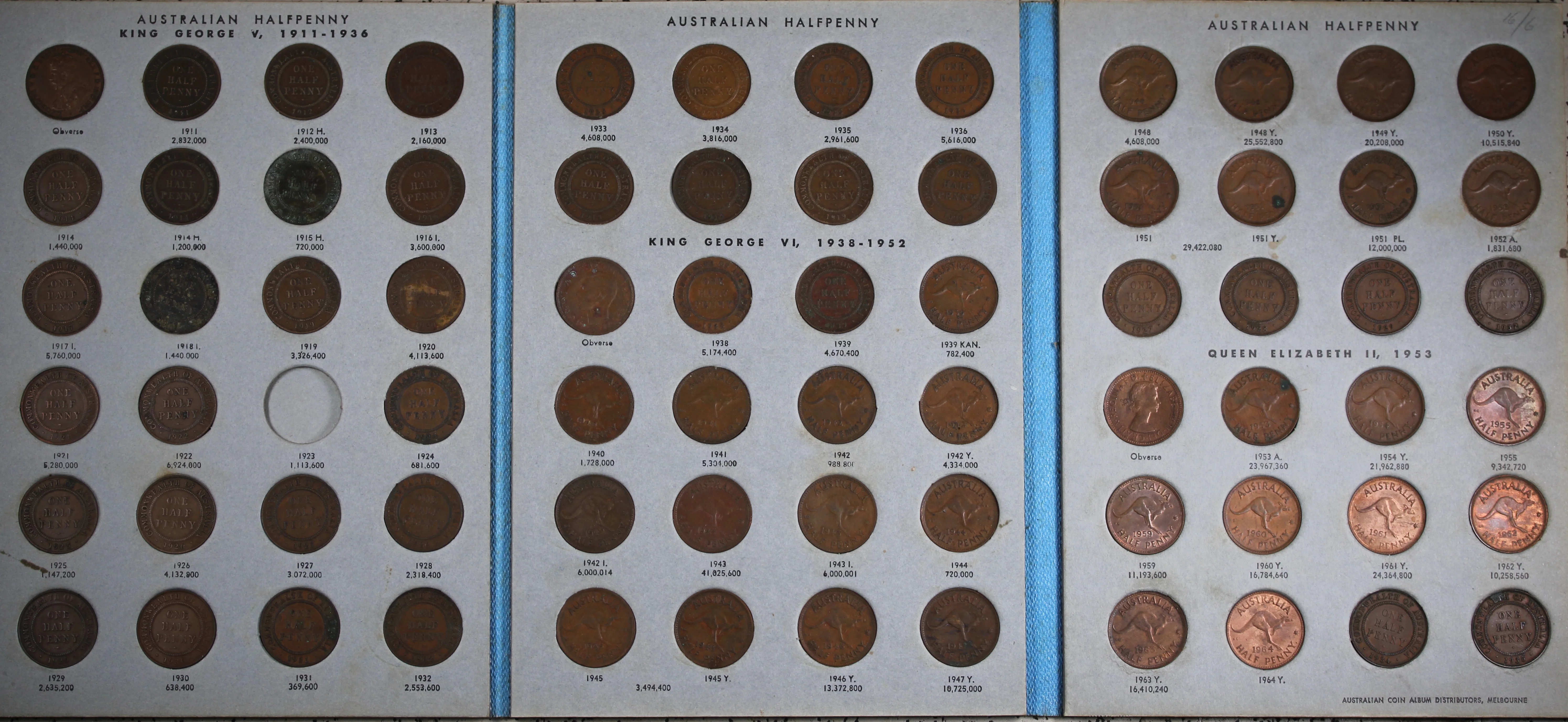 Halfpenny Collection in Red Hendo Album (Missing 1923) - Image 2
