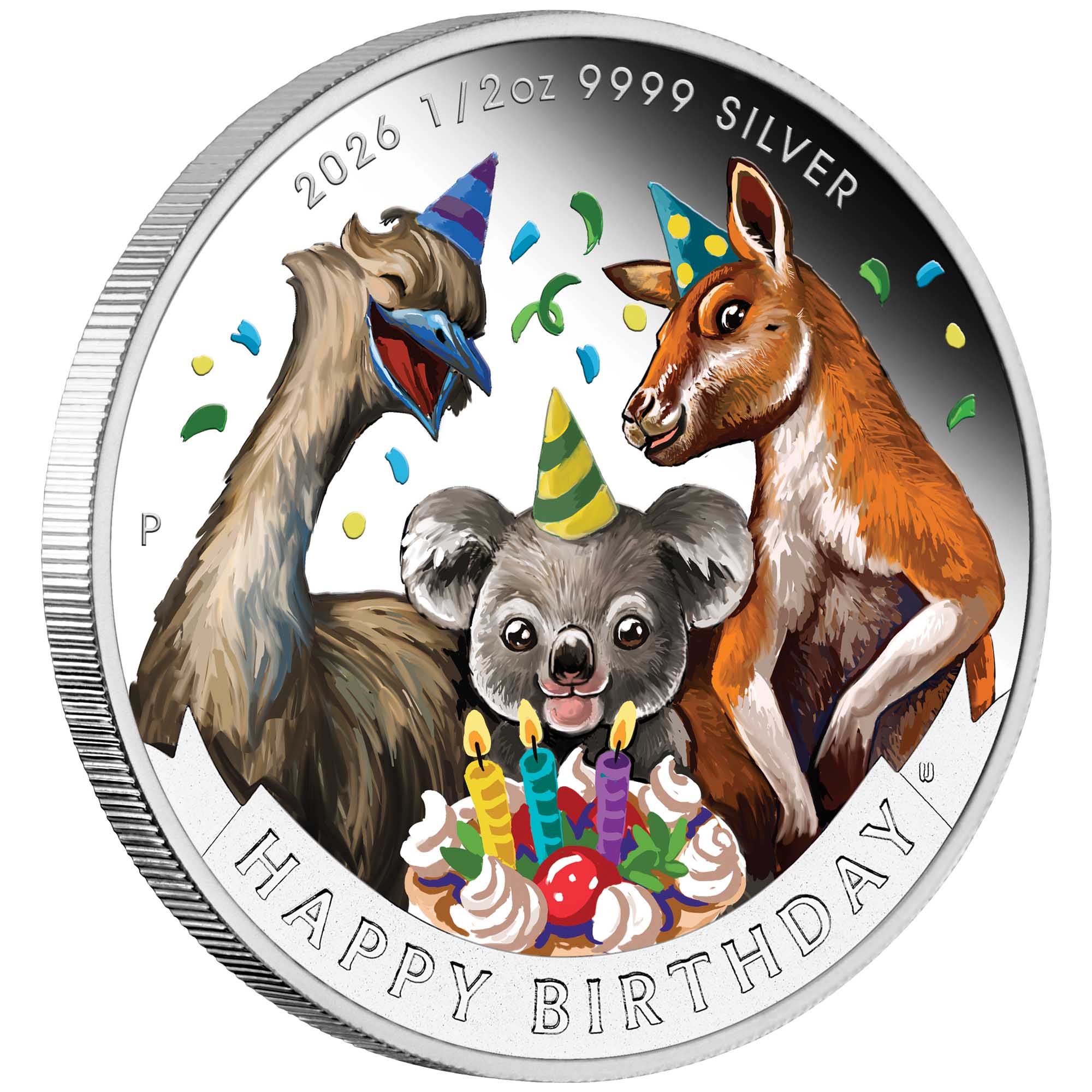 Happy Birthday 2026 1/2oz Silver Proof Coloured Coin in Card - Image 2