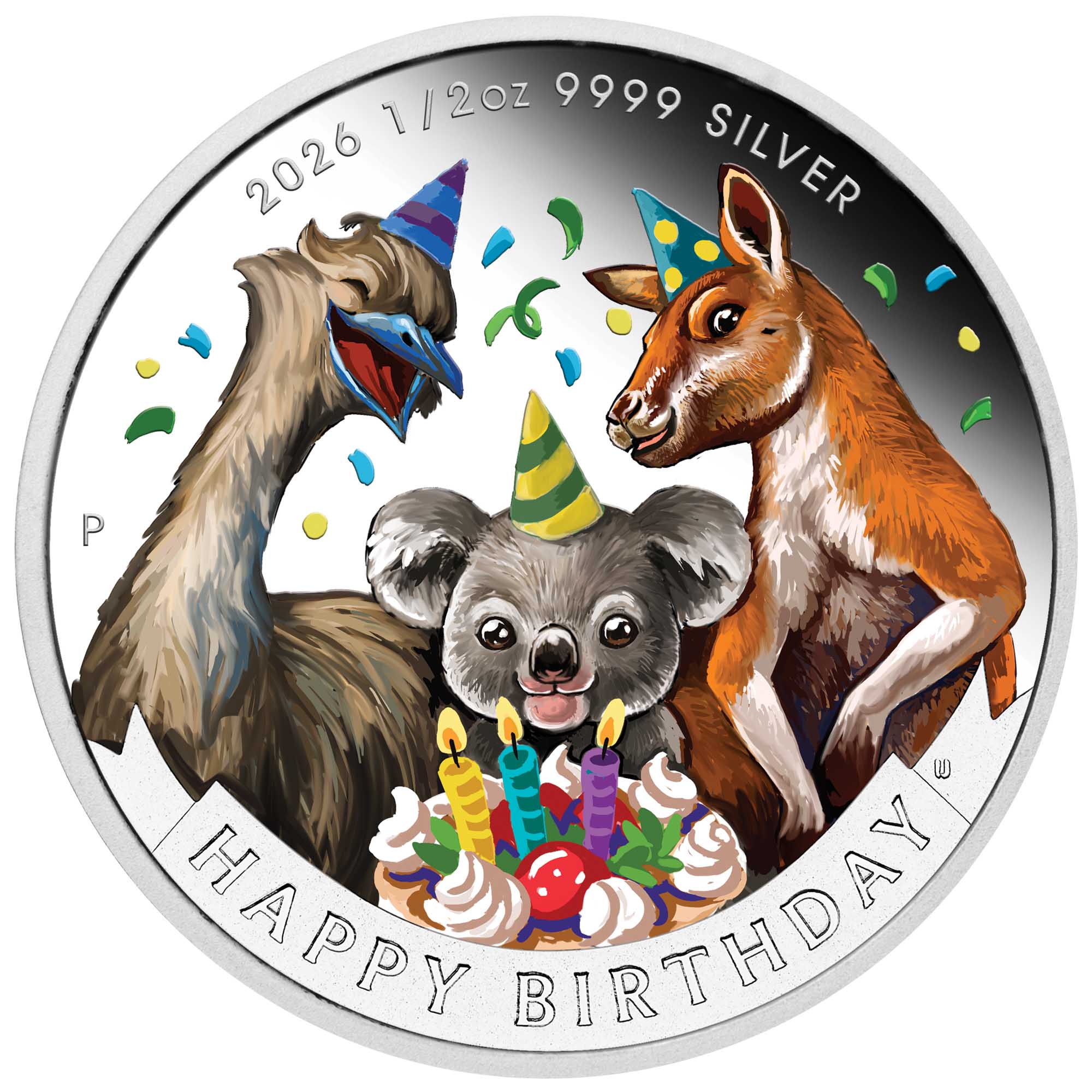 Happy Birthday 2026 1/2oz Silver Proof Coloured Coin in Card - Image 3