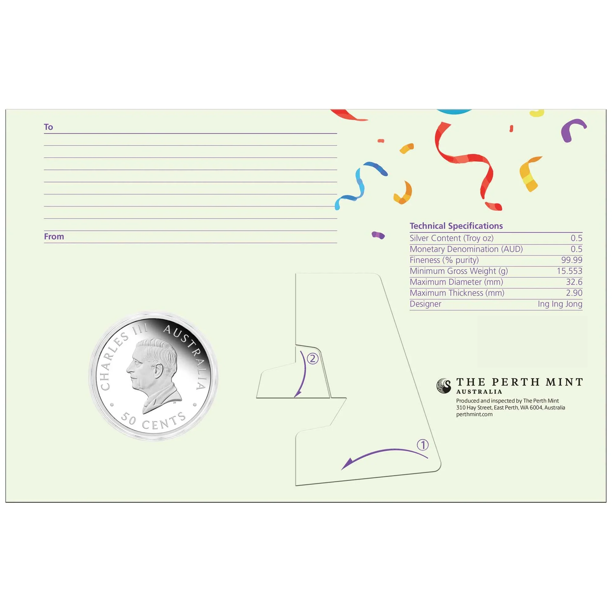 Happy Birthday 2026 1/2oz Silver Proof Coloured Coin in Card - Image 5