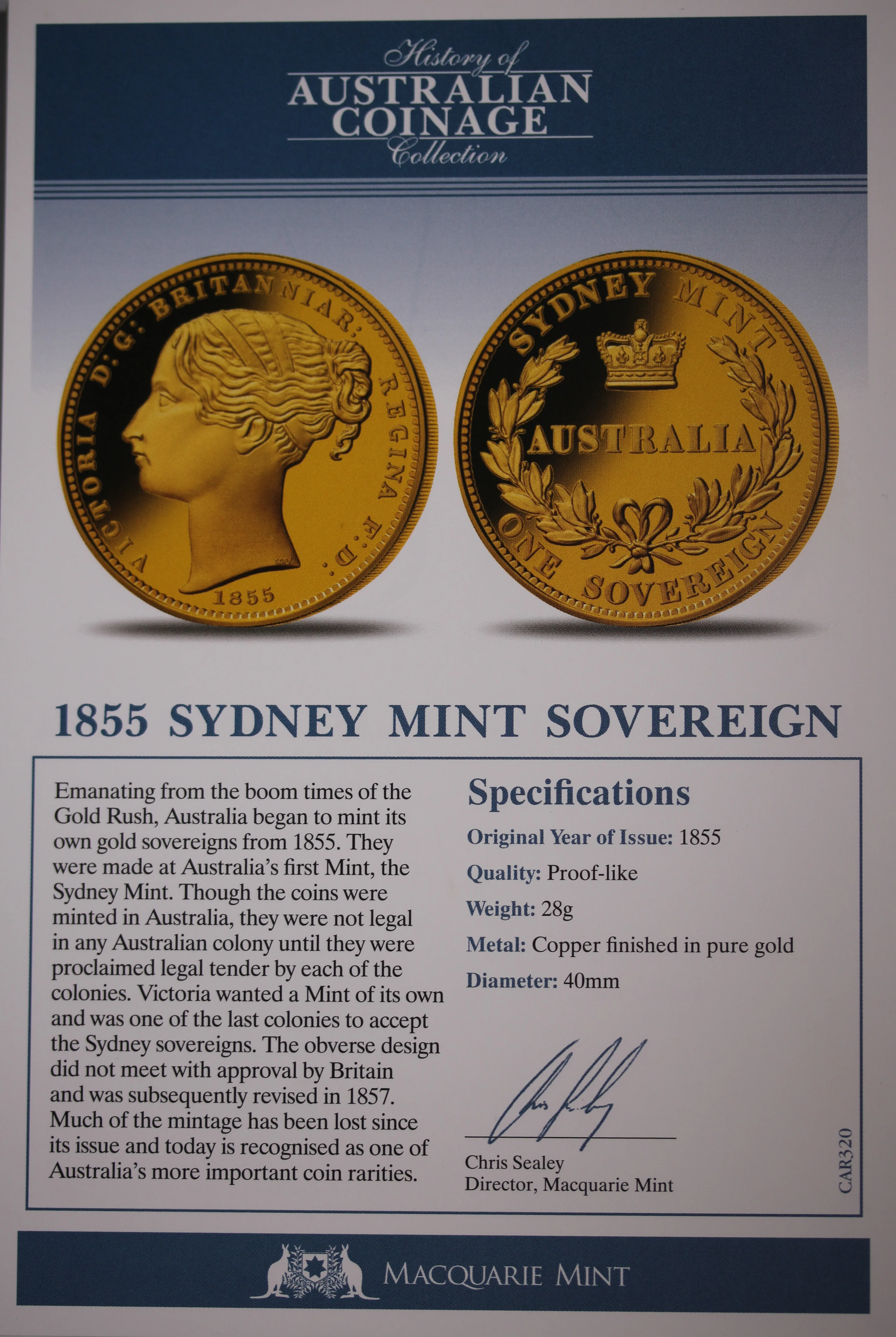 History of Australian Coinage 1855 Sydney Mint Sovereign - Image 2
