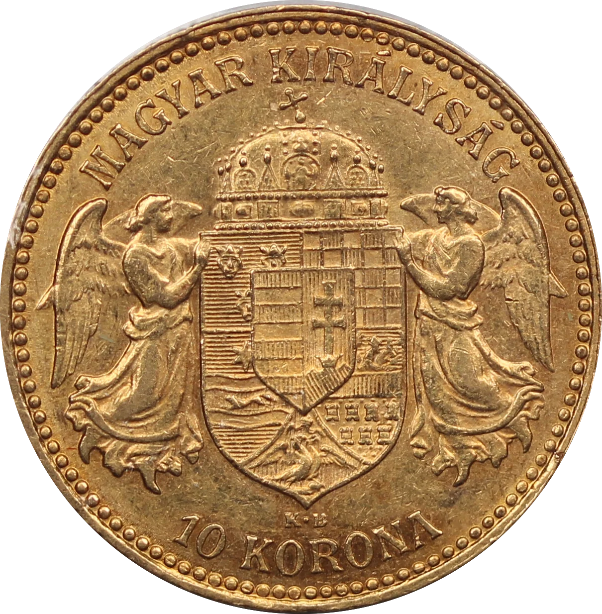 Hungary 1908 10 Korona Gold Coin VF - Image 2