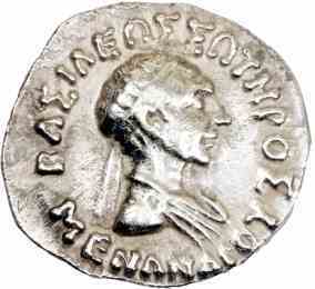 Indo-Greek Menander I, Silver Drachm 196-202AD gVF