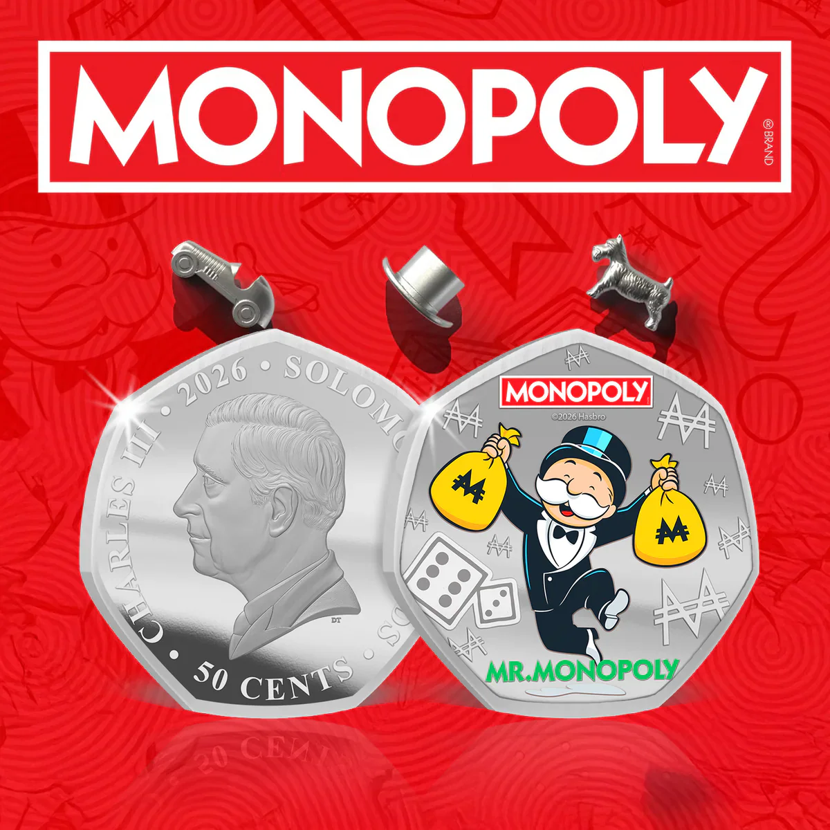Legends of the Board - Mr Monopoly 2026 Silver Plated BU Coin - Image 2