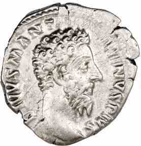 Marcus Aurelius Silver Denarius Issued AD 180 aEF