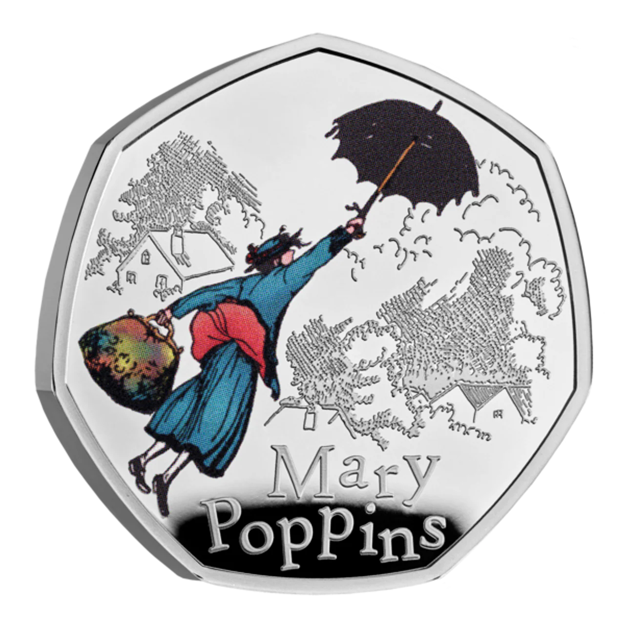 Mary Poppins 2025 UK 50p Silver Proof Colour Coin