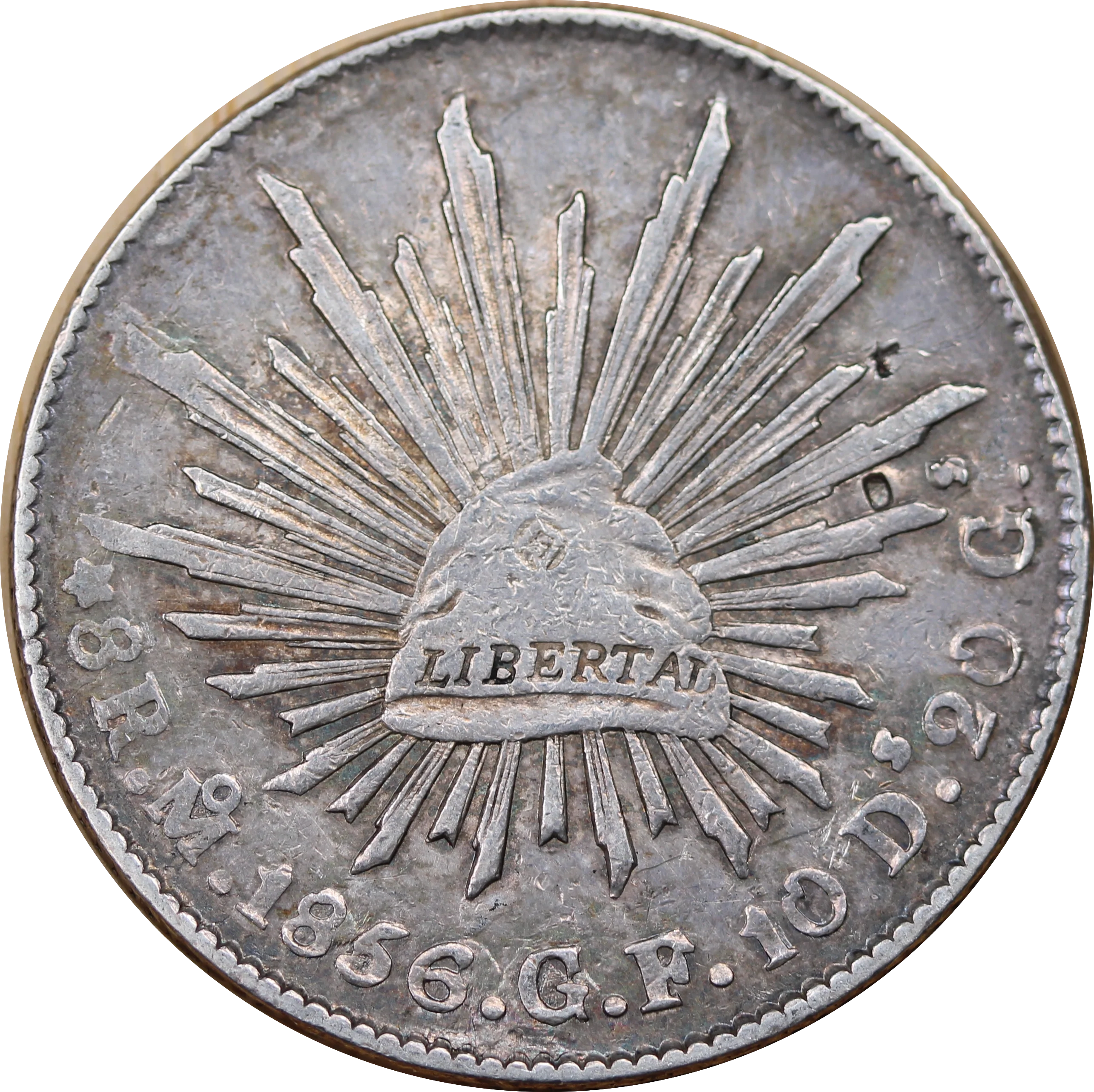Mexico 1856 Silver 8 Reales VF w/ Chopmarks