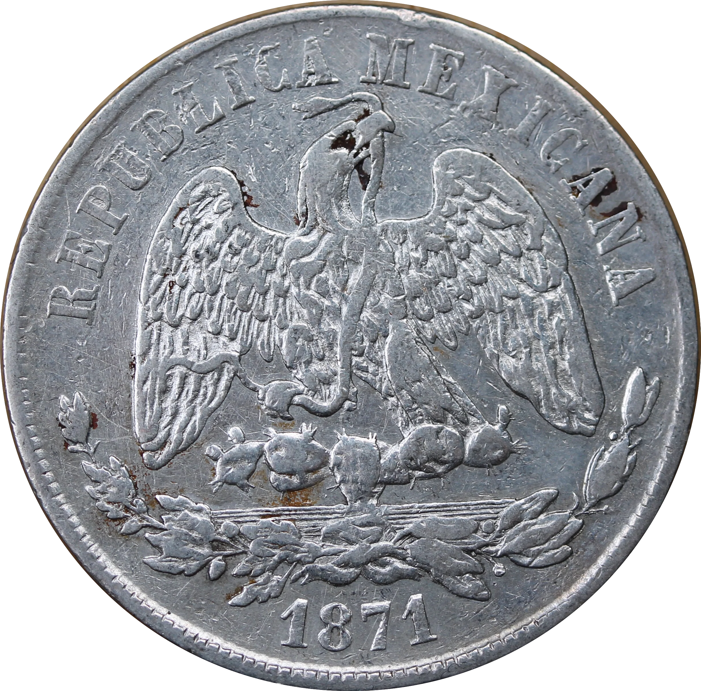 Mexico 1871 Silver Peso Fine