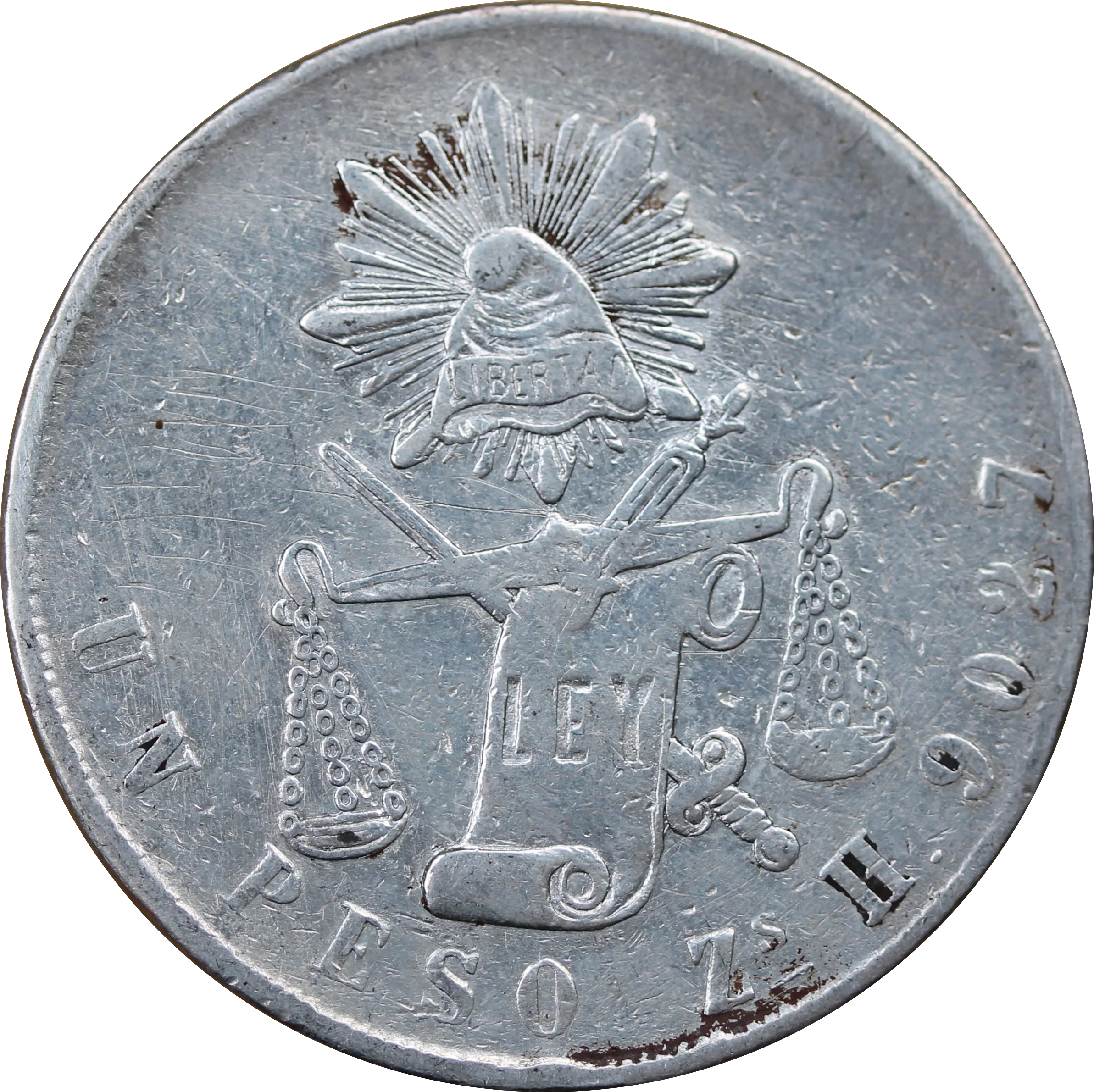 Mexico 1871 Silver Peso Fine - Image 2
