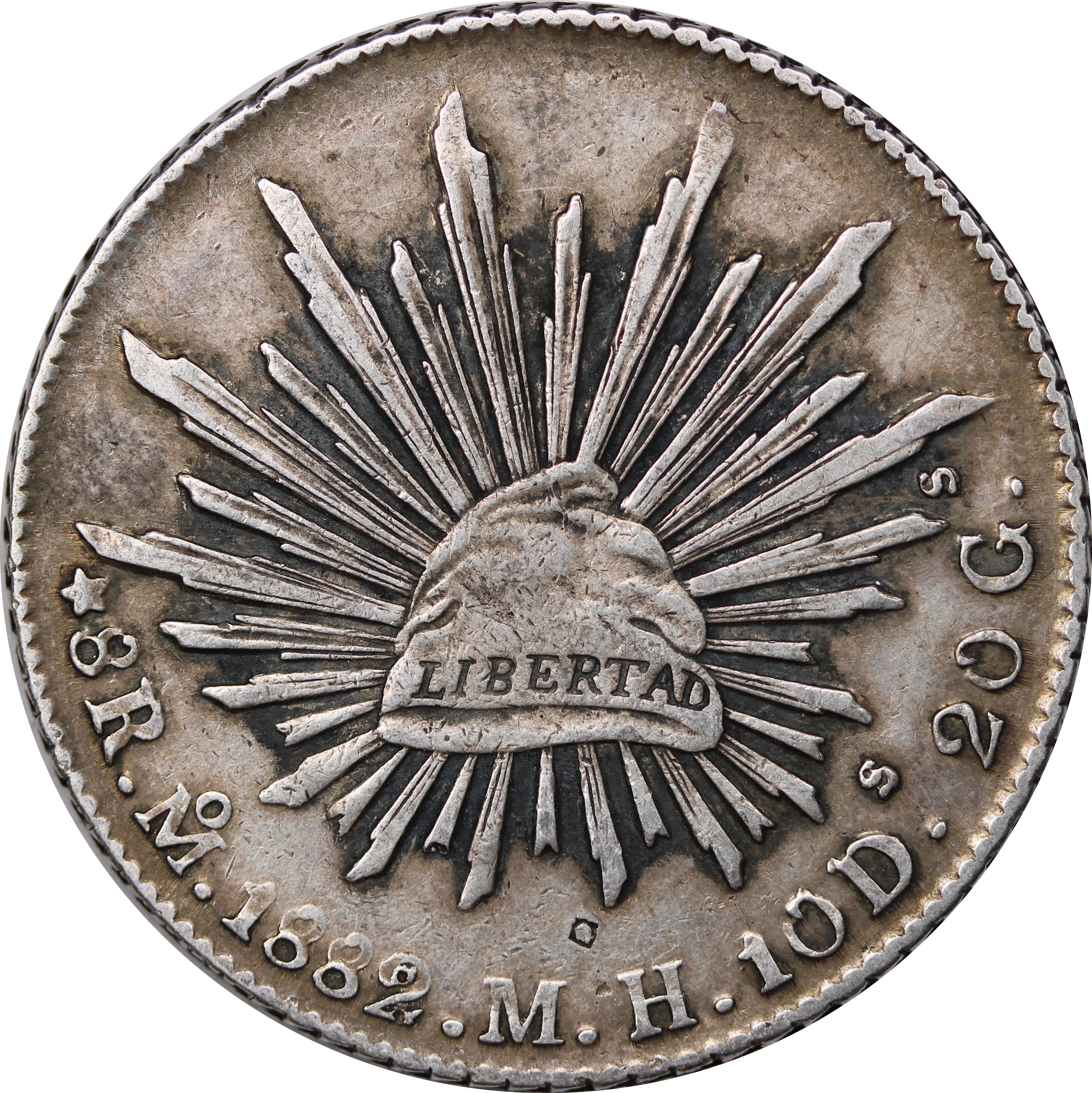 Mexico 1882 Silver 8 Reales Fine w/ Chopmarks