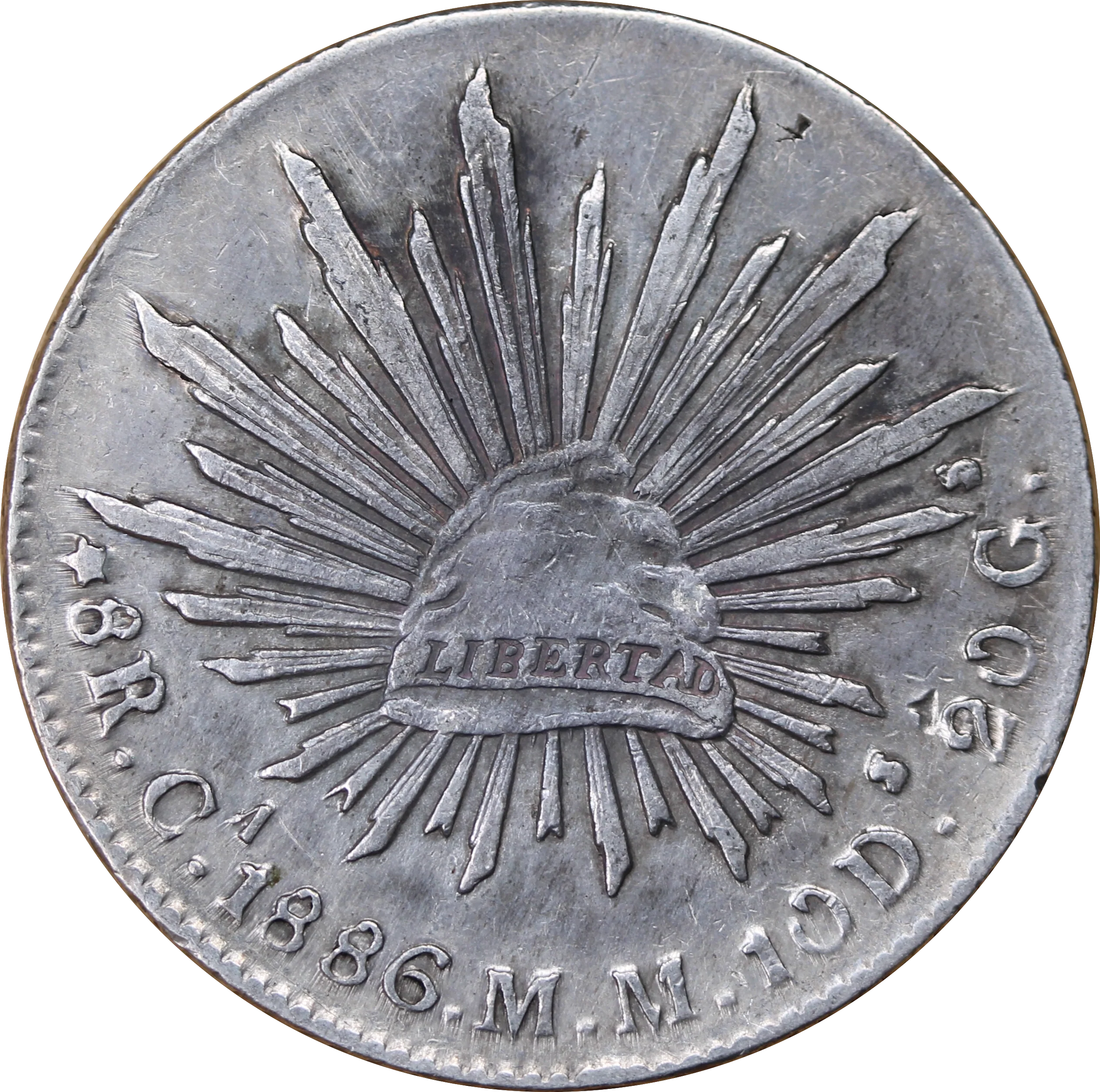 Mexico 1886 Silver 8 Reales VF
