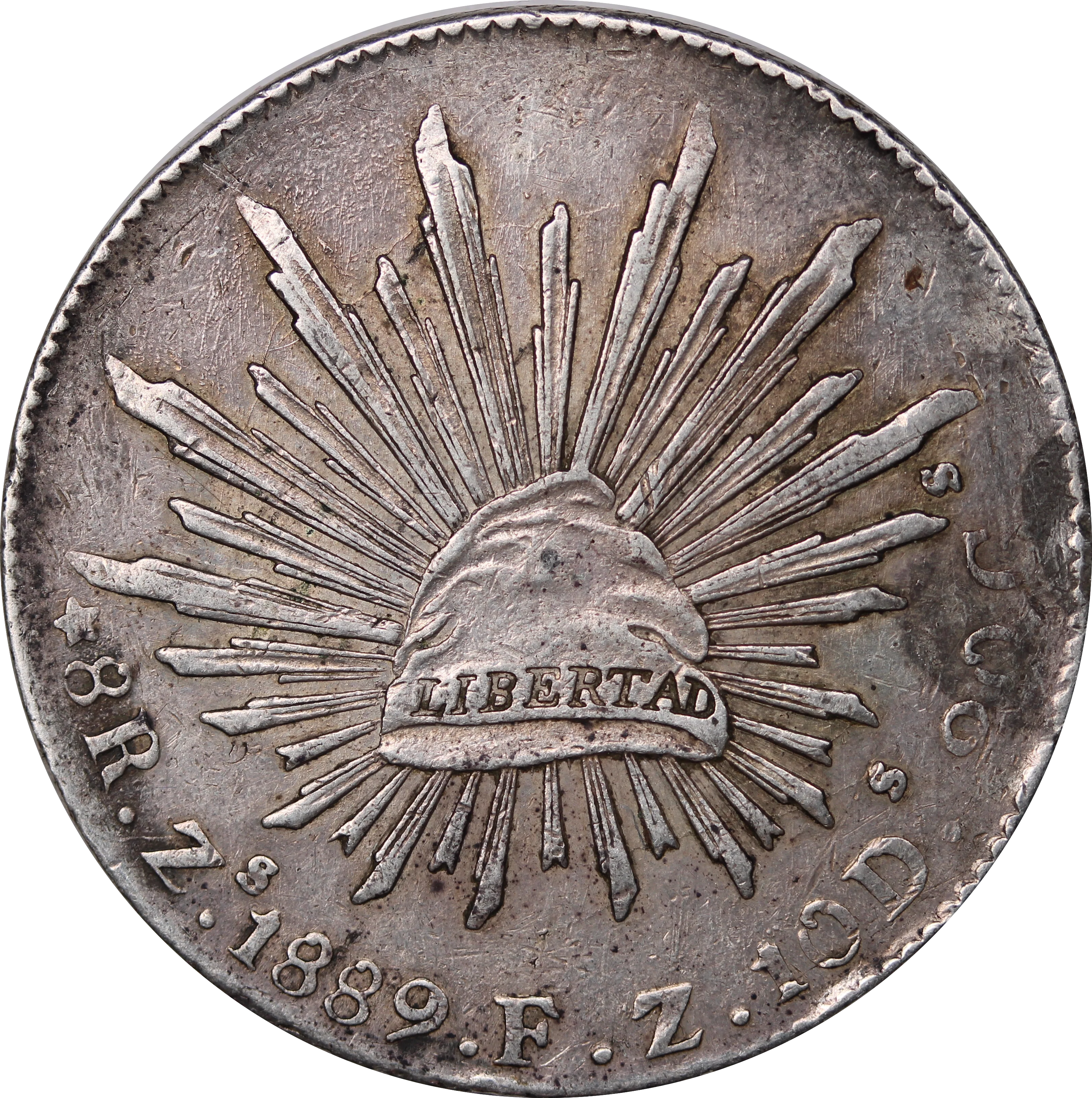 Mexico 1889 Silver 8 Reales Fine