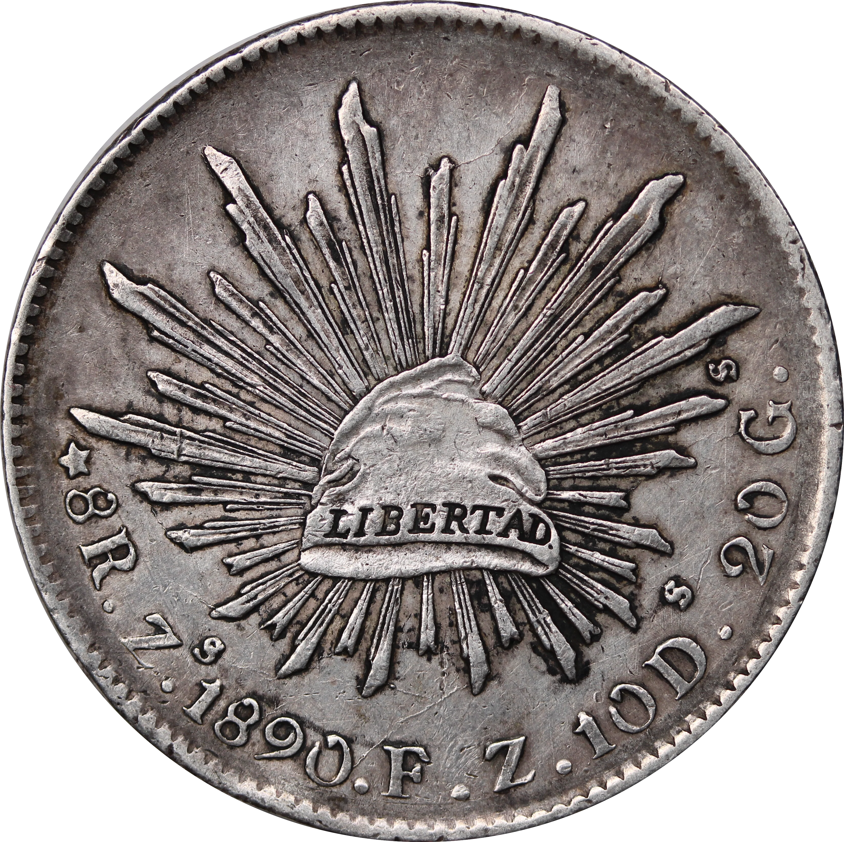 Mexico 1890 Silver 8 Reales Fine