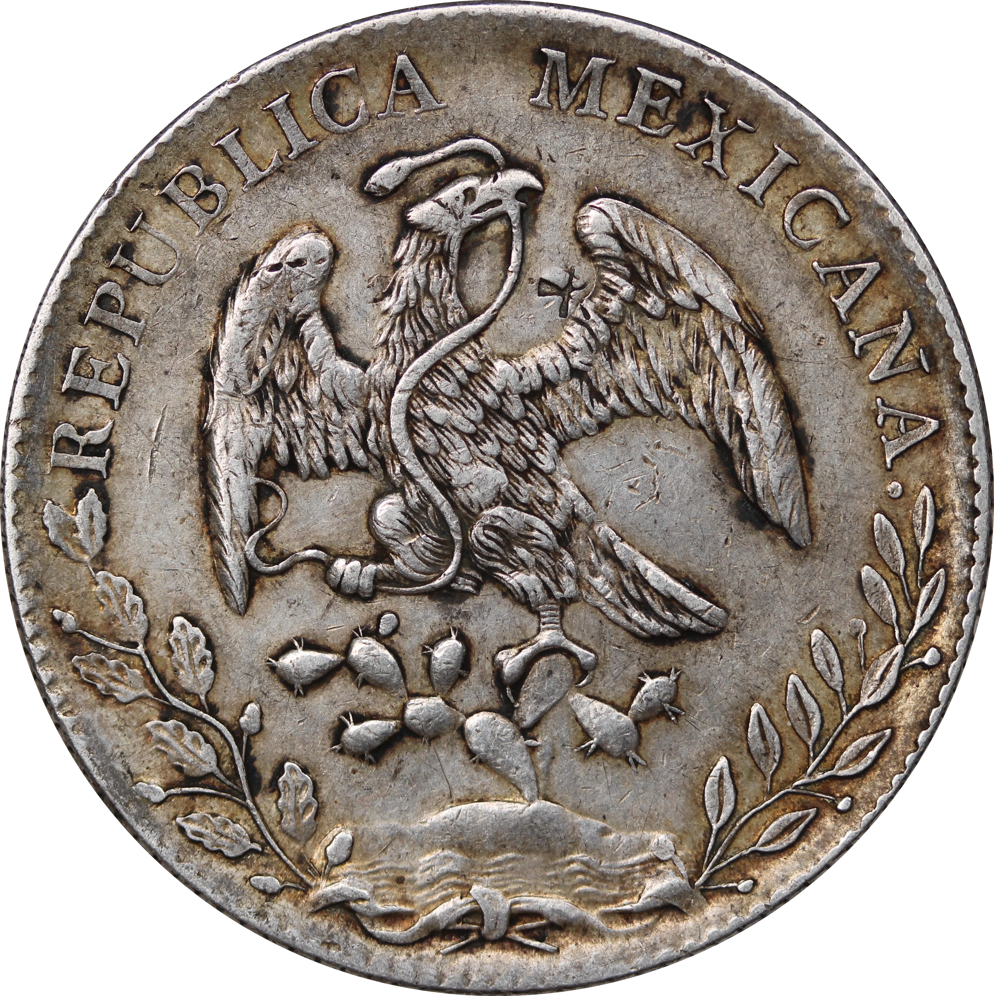 Mexico 1897 Silver 8 Reales w/ Chopmarks Fine - Image 2