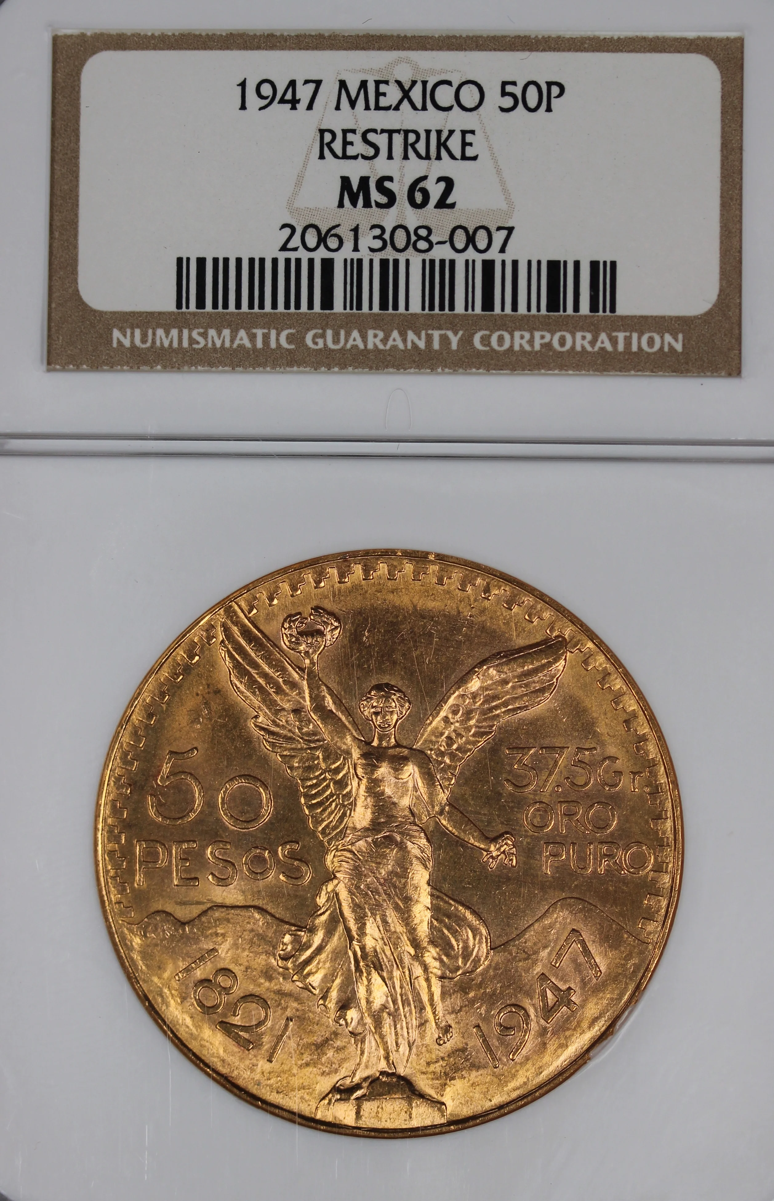 Mexico 1947 50 Peso Gold (Restrike) MS62