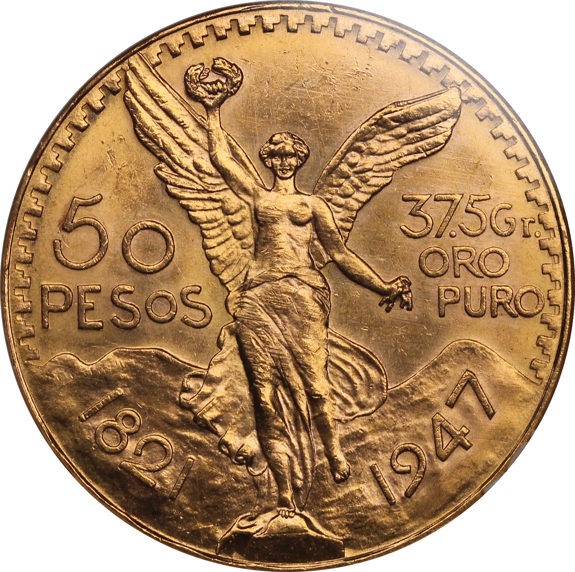 Mexico 1947 50 Peso Gold (Restrike) MS62 - Image 3
