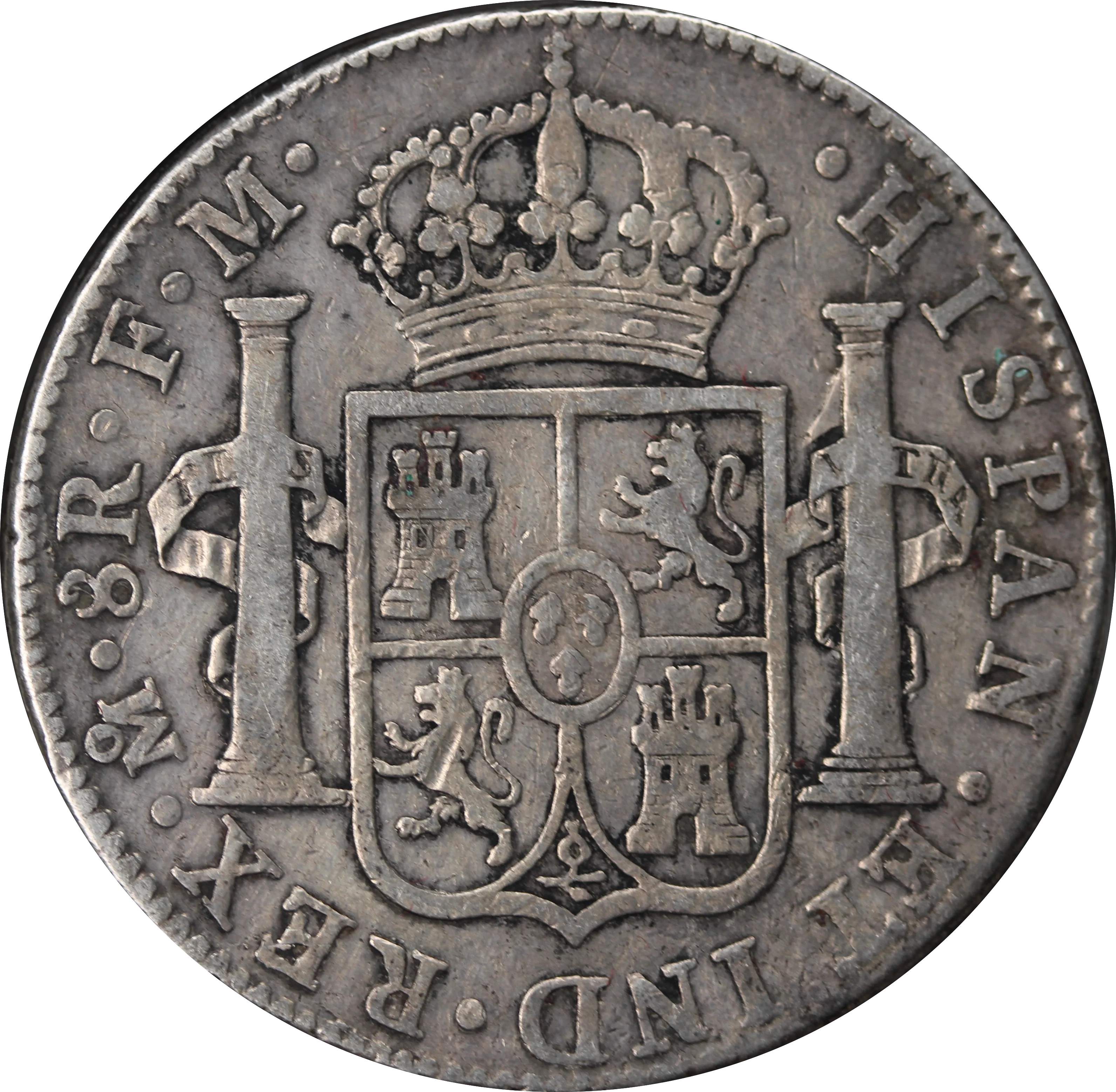 Mexico 1794 Charles IV Silver 8 Reales w/ Chopmarks gFine - Image 2
