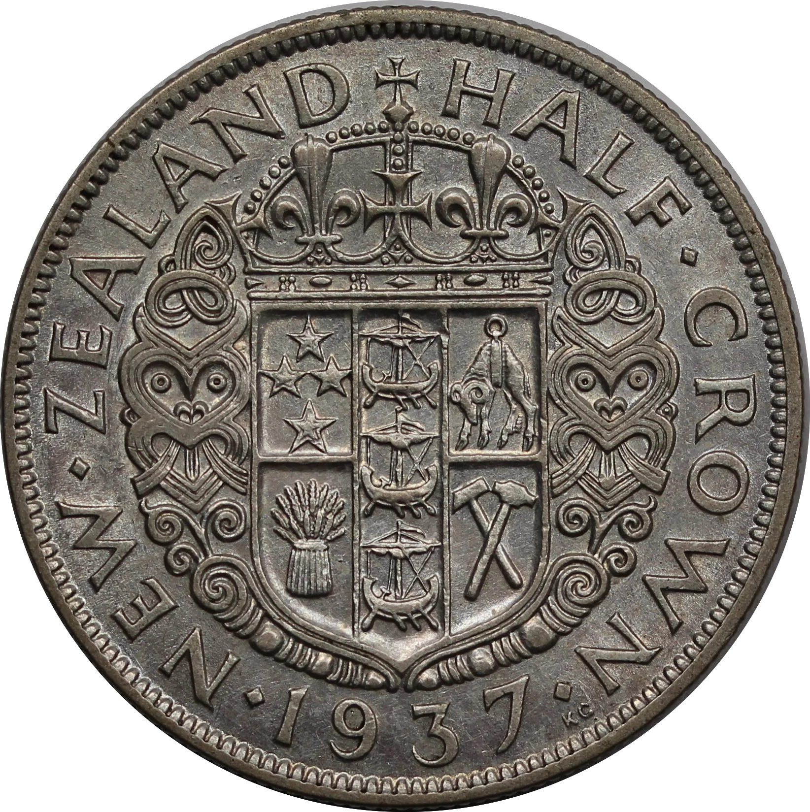 NZ 1937 Half Crown gVF