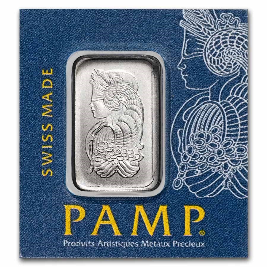 PAMP 1 gram Platinum Minted Bar in Assay Card