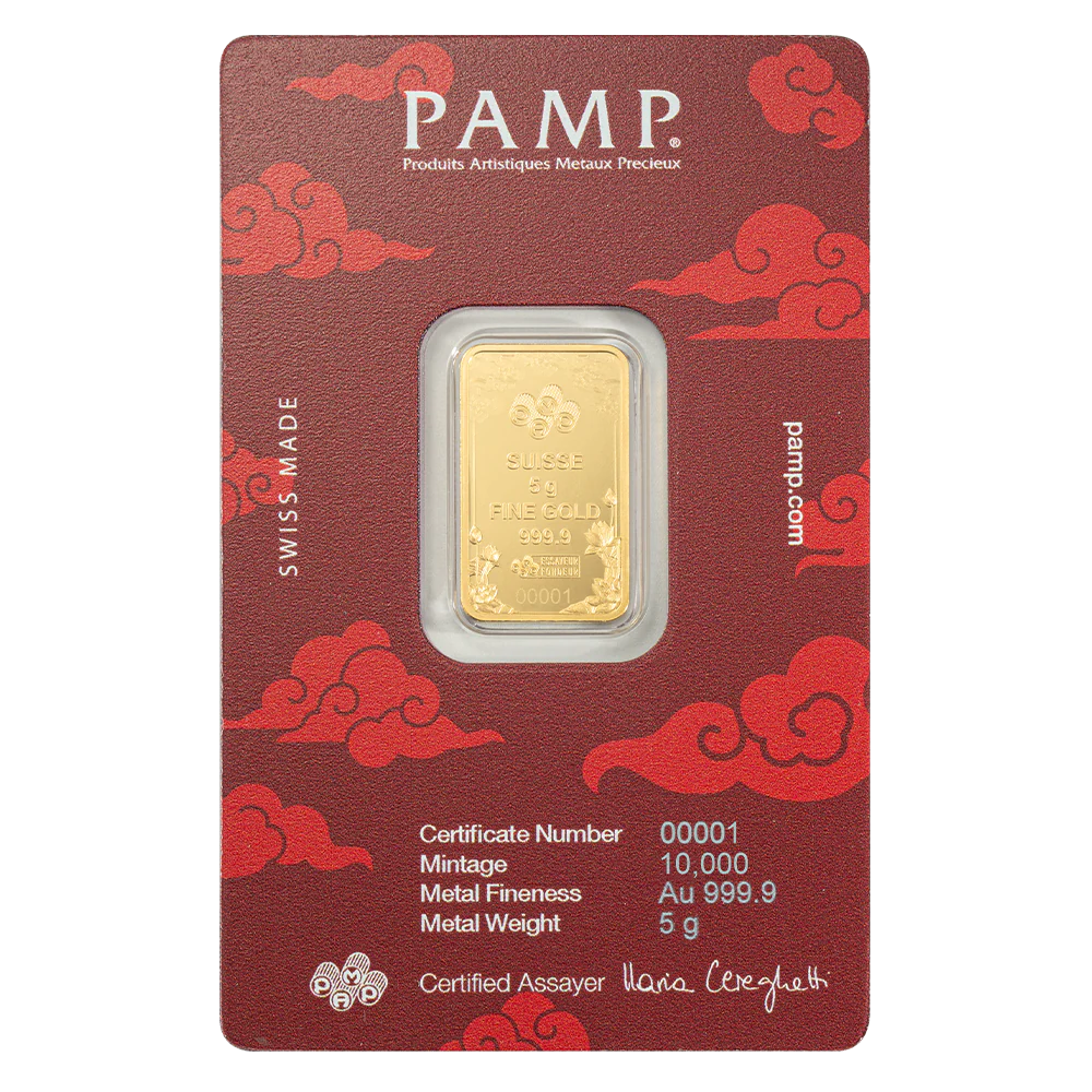 PAMP 5g Pure Gold Bar - Good Luck Yellow Dragon - Image 2