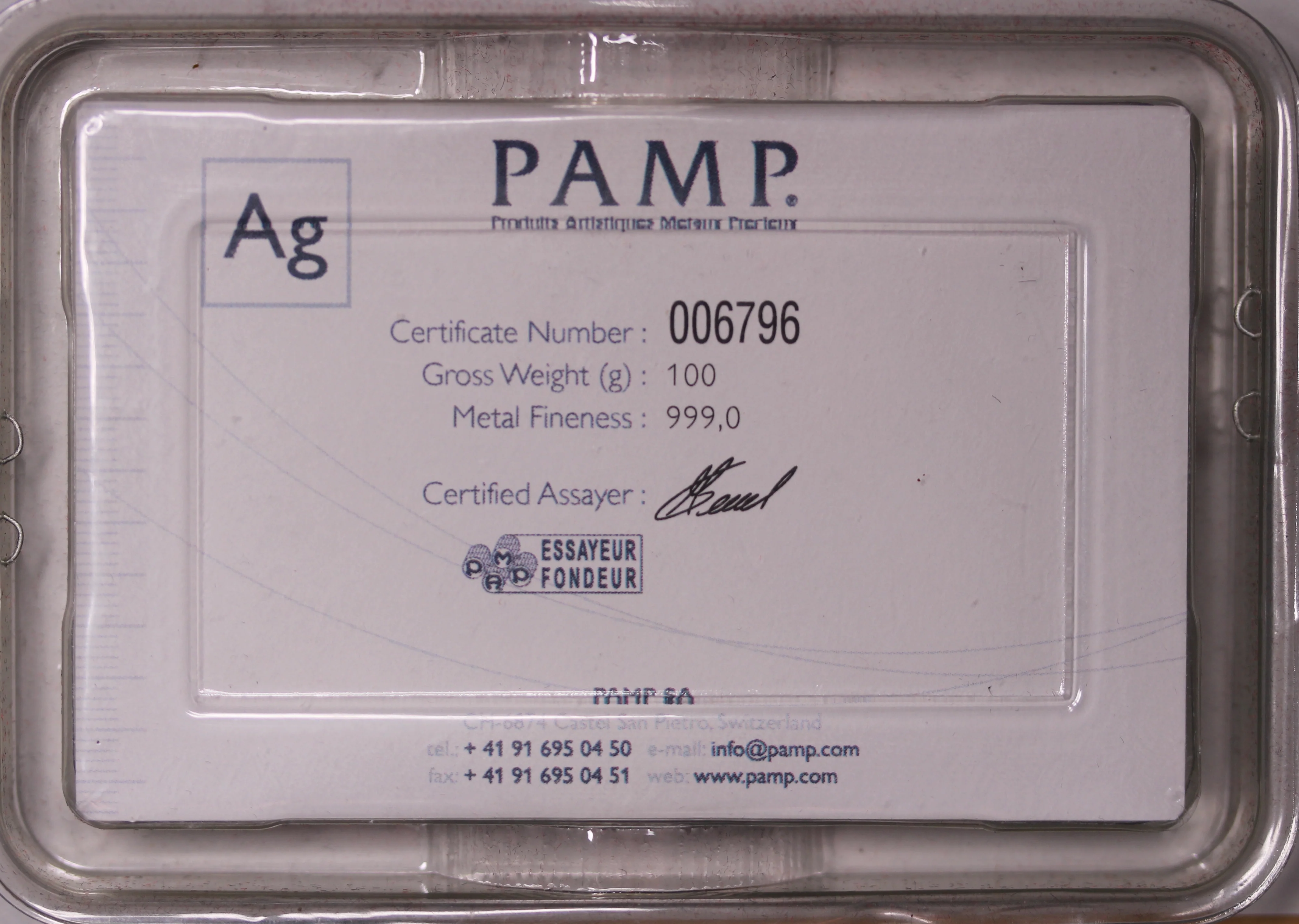 PAMP Lady Fortuna Silver 100 gram Minted Bar - Image 2