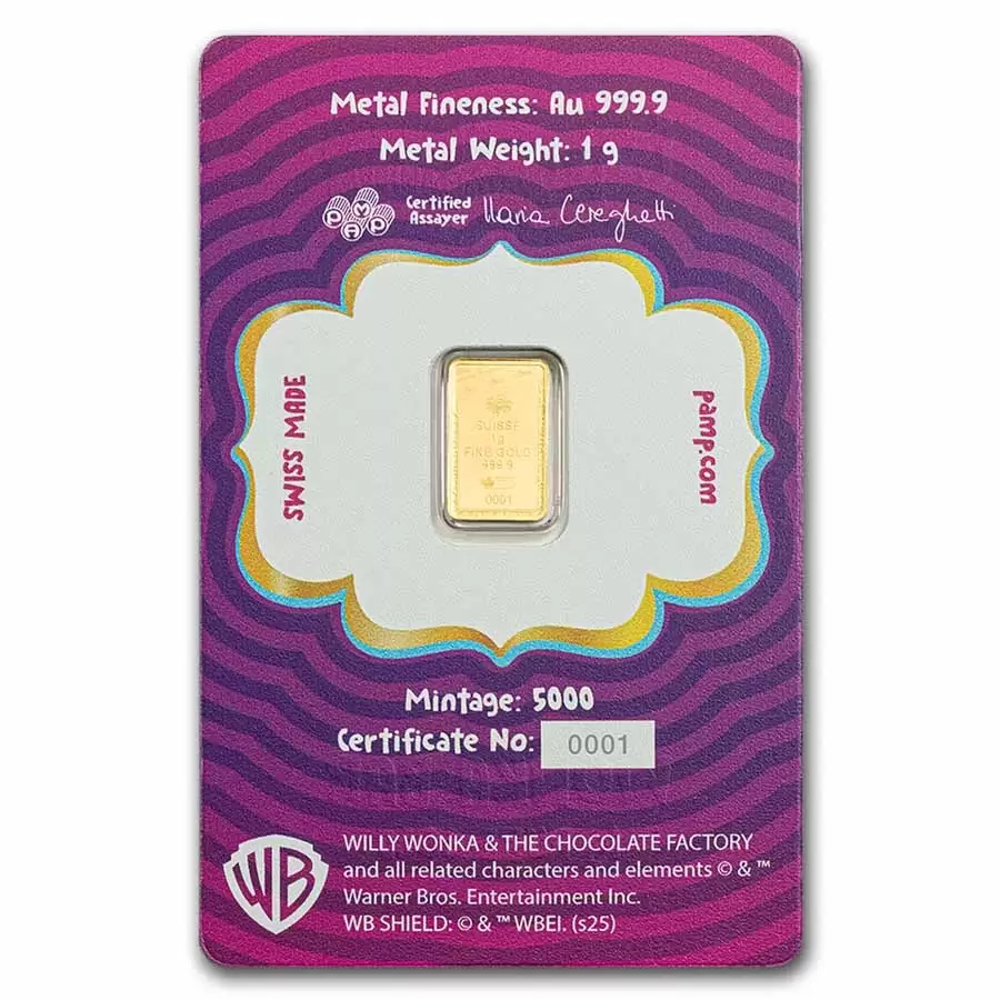 PAMP Wonka Minted 1g Gold Bar - Image 2