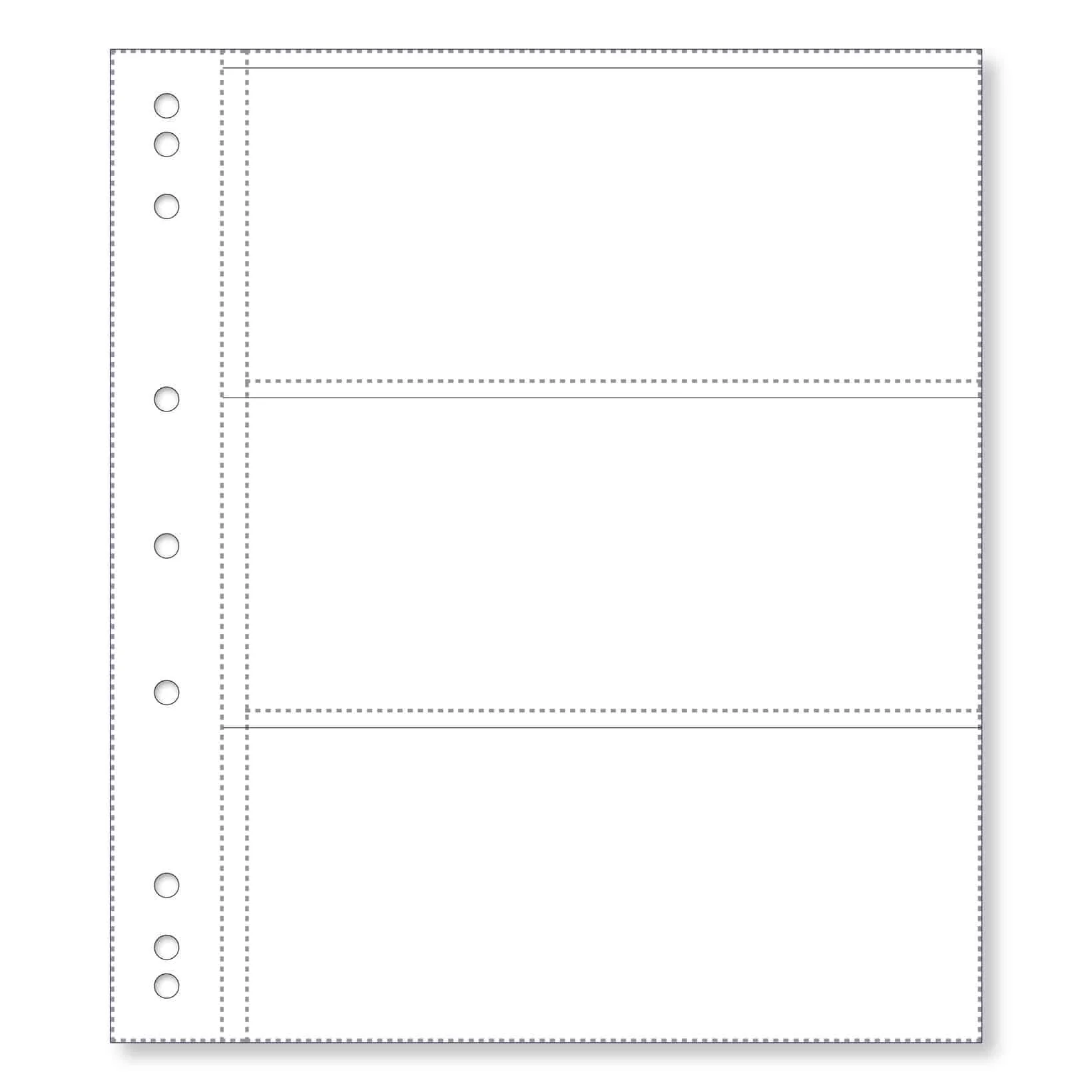 Renniks Banknote Album Plastic Refill Pages, 3 Pockets, Pack 10