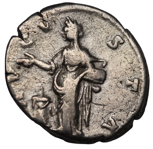Rome Faustina I The Elder Silver Denarius 141AD Fine - Image 2