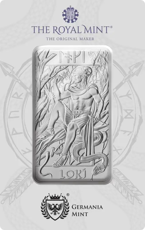 Royal UK Mint Loki 10oz Silver Minted Bar