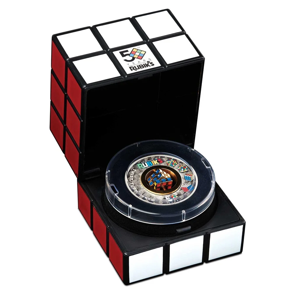 Rubik’s™ Cube 50th Anniversary 2024 2oz Silver Antiqued Coloured Coin - Image 3