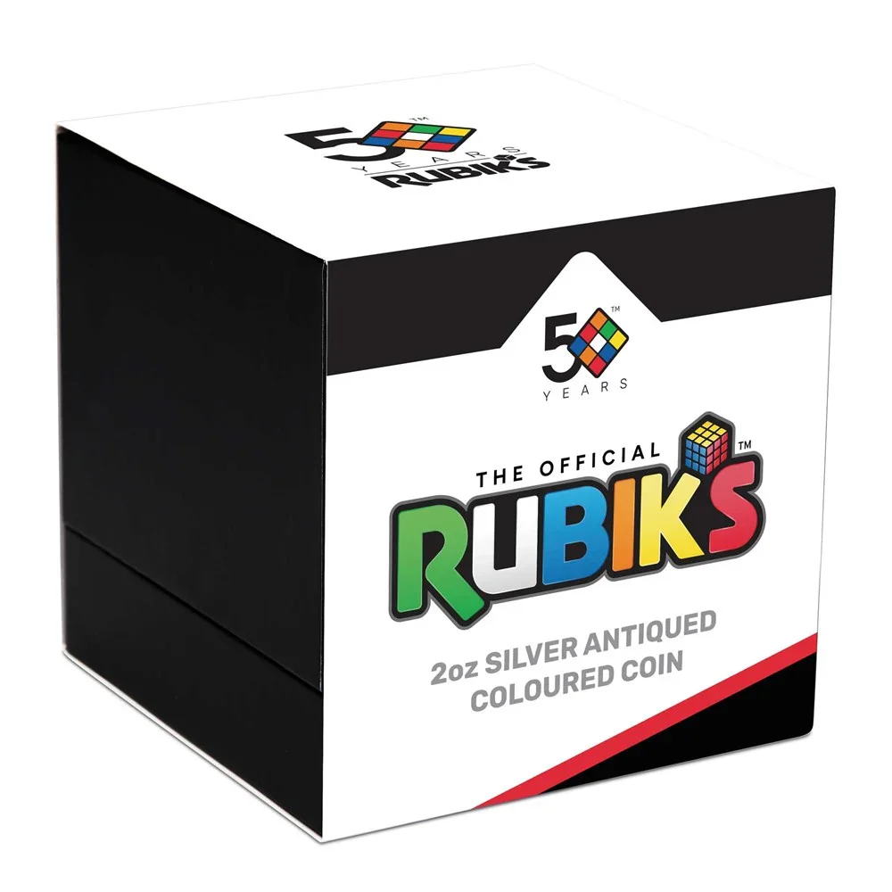 Rubik’s™ Cube 50th Anniversary 2024 2oz Silver Antiqued Coloured Coin - Image 4