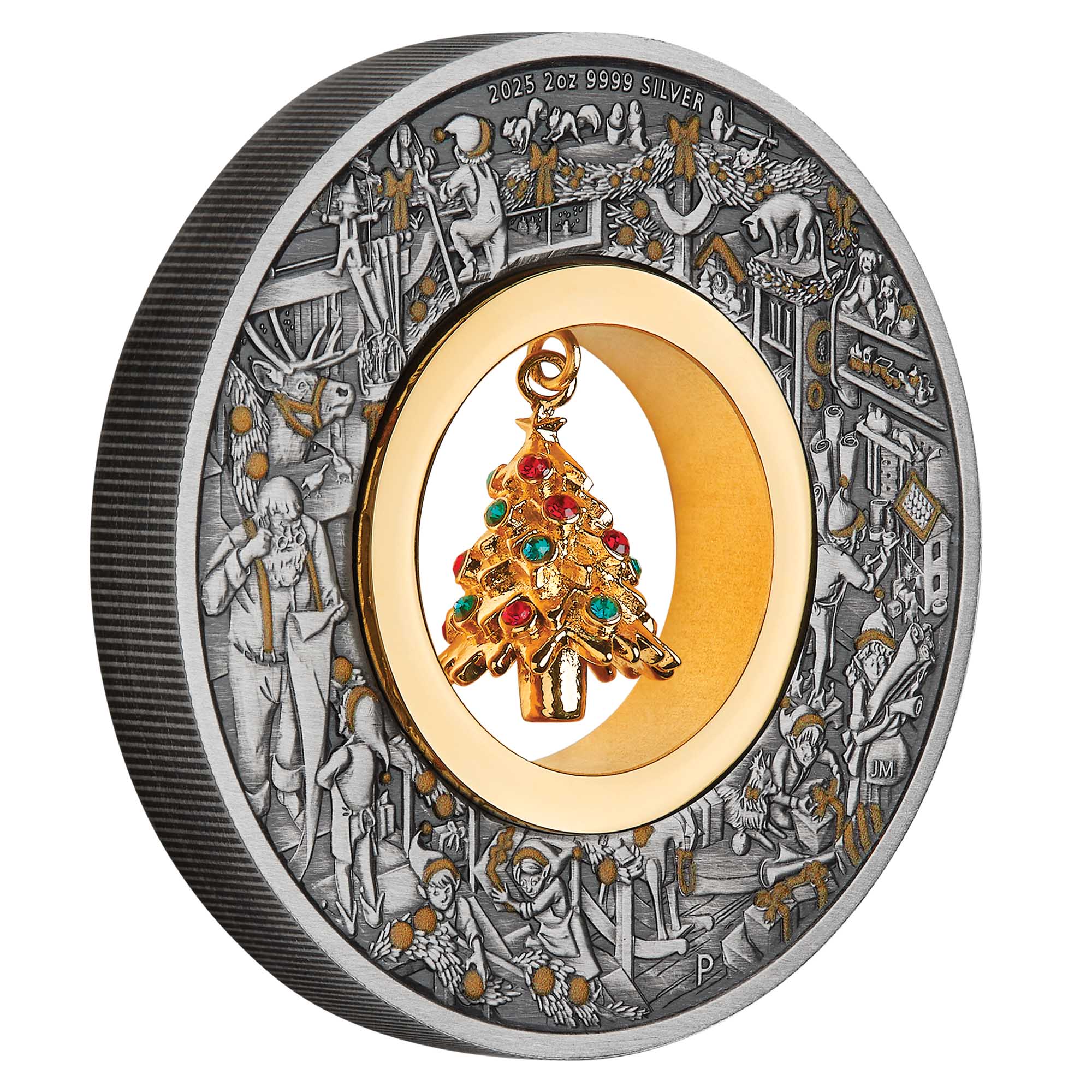Santa's Workshop 2025 2oz Silver Antiqued Coloured Coin - Image 2