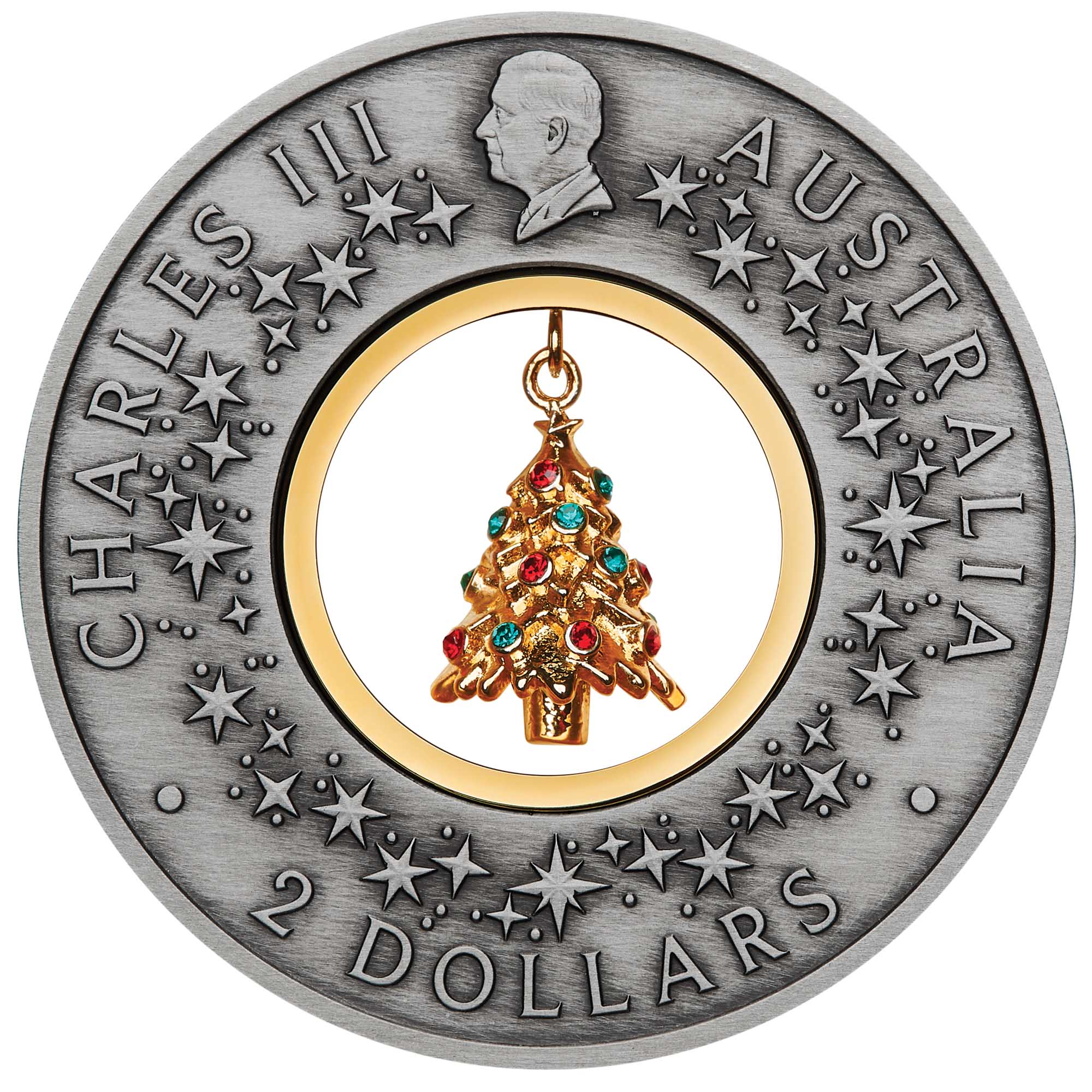 Santa's Workshop 2025 2oz Silver Antiqued Coloured Coin - Image 3