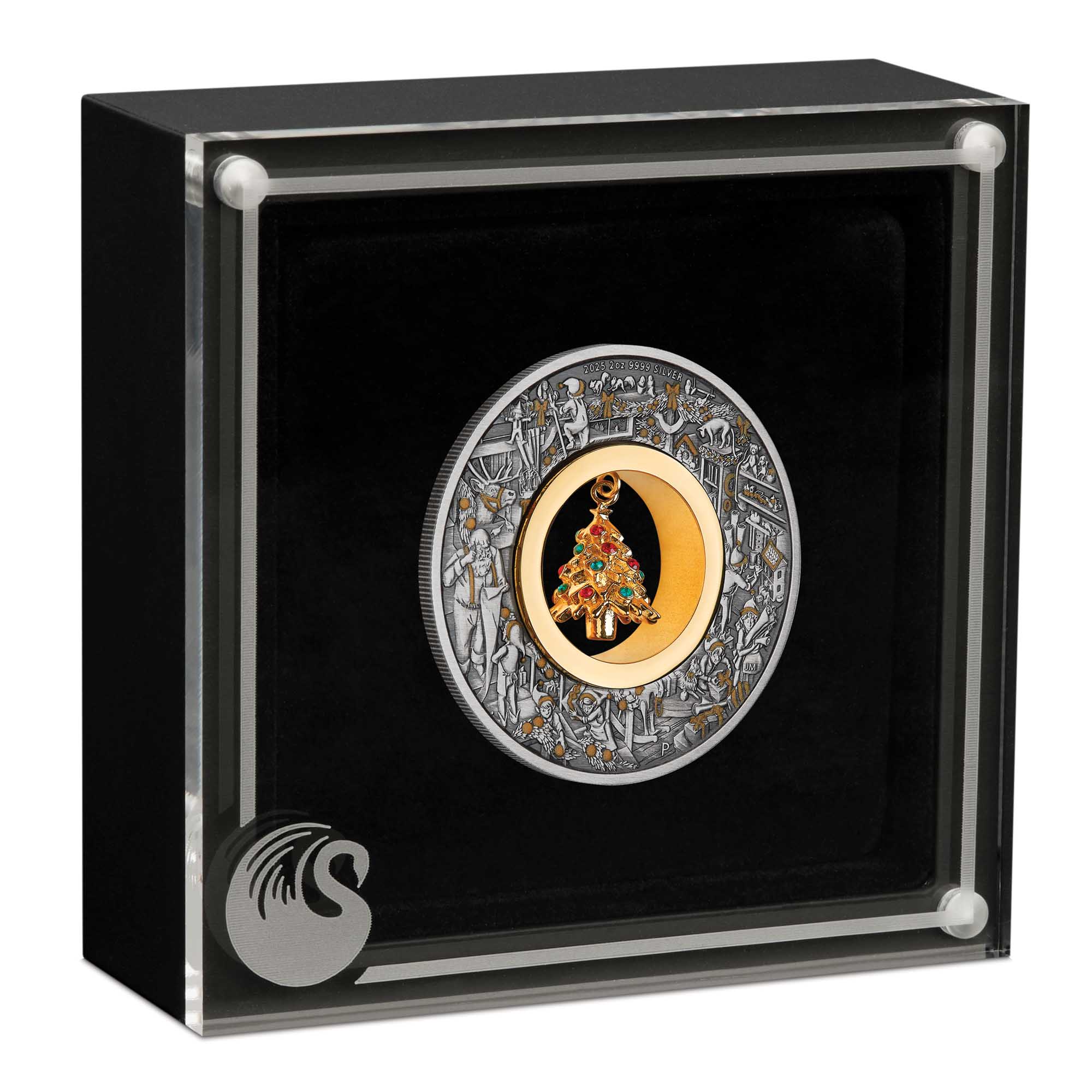 Santa's Workshop 2025 2oz Silver Antiqued Coloured Coin - Image 4
