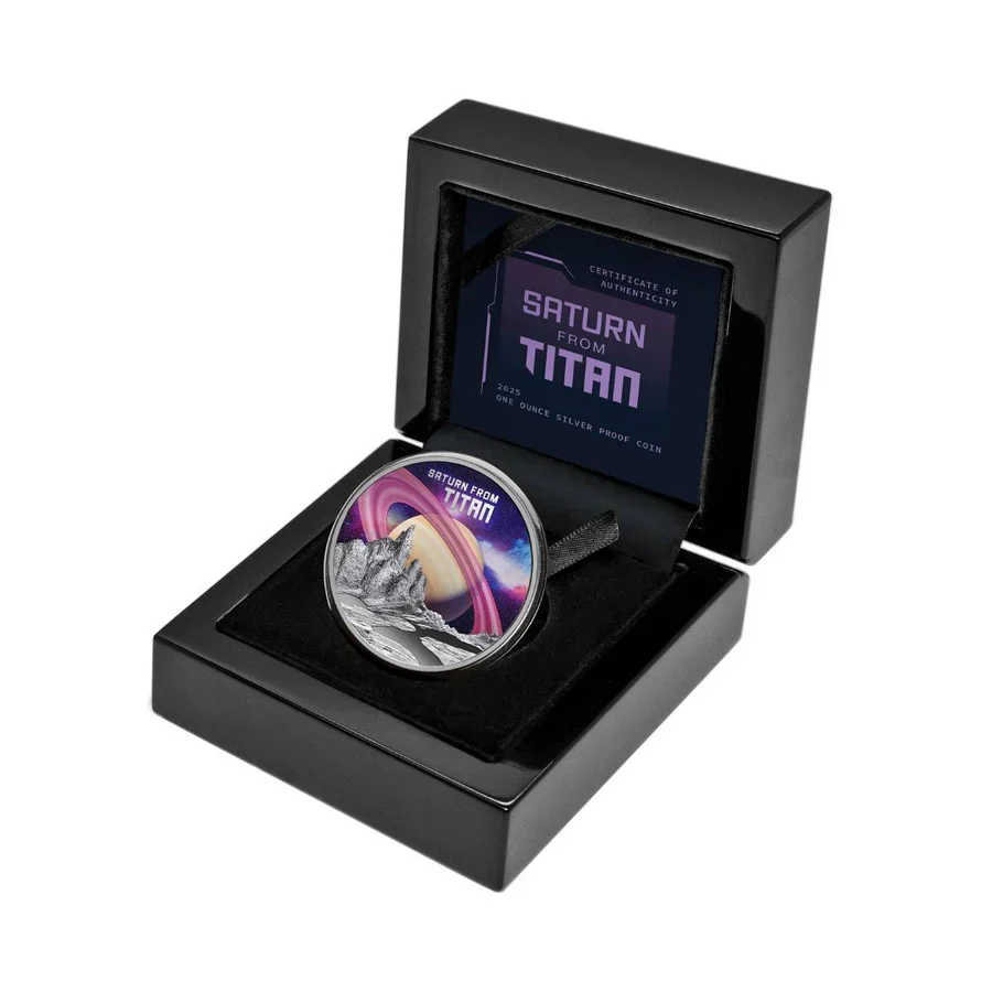 Saturn from Titan 2025 $1 1oz Silver Proof Coin - Image 3