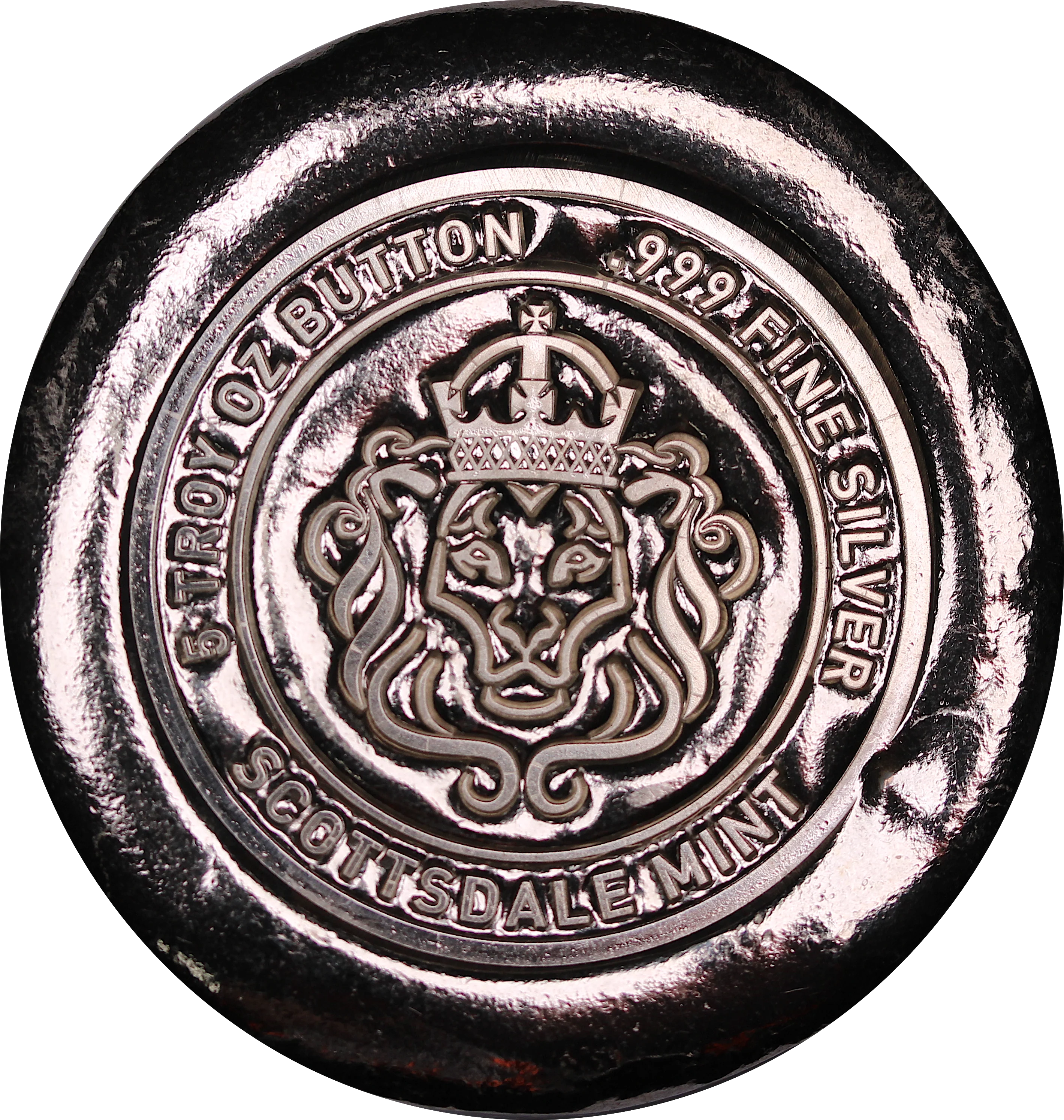Scottsdale 5oz Silver Poured Lion Button