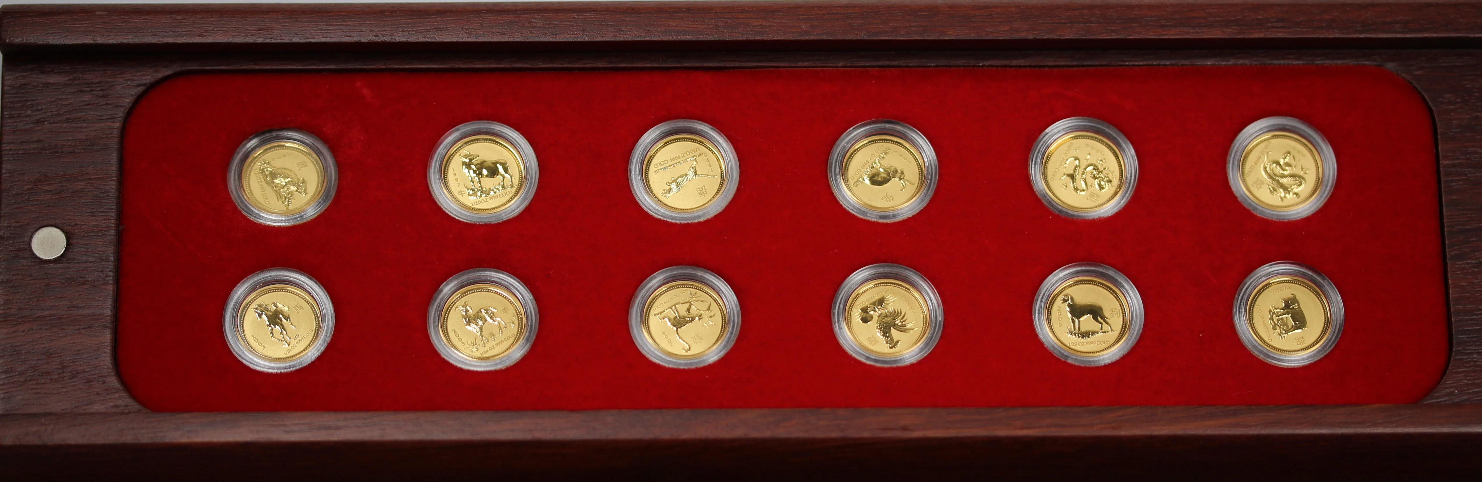 1996-2007 Series I Lunar 1/20oz Gold Coin Set (12 in Case)