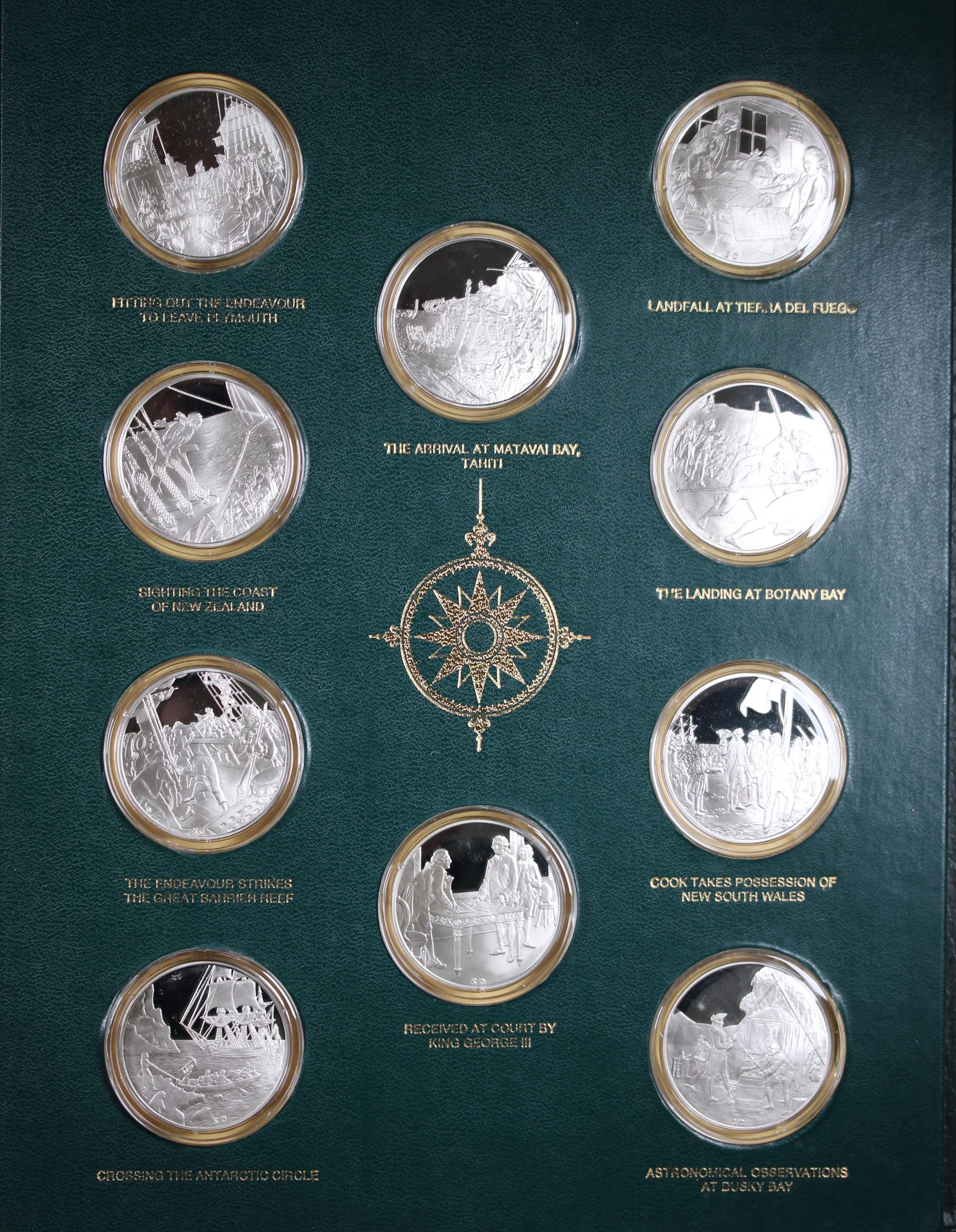 1977 Set of 20 Silver Medallions Voyages of Captain James Cook