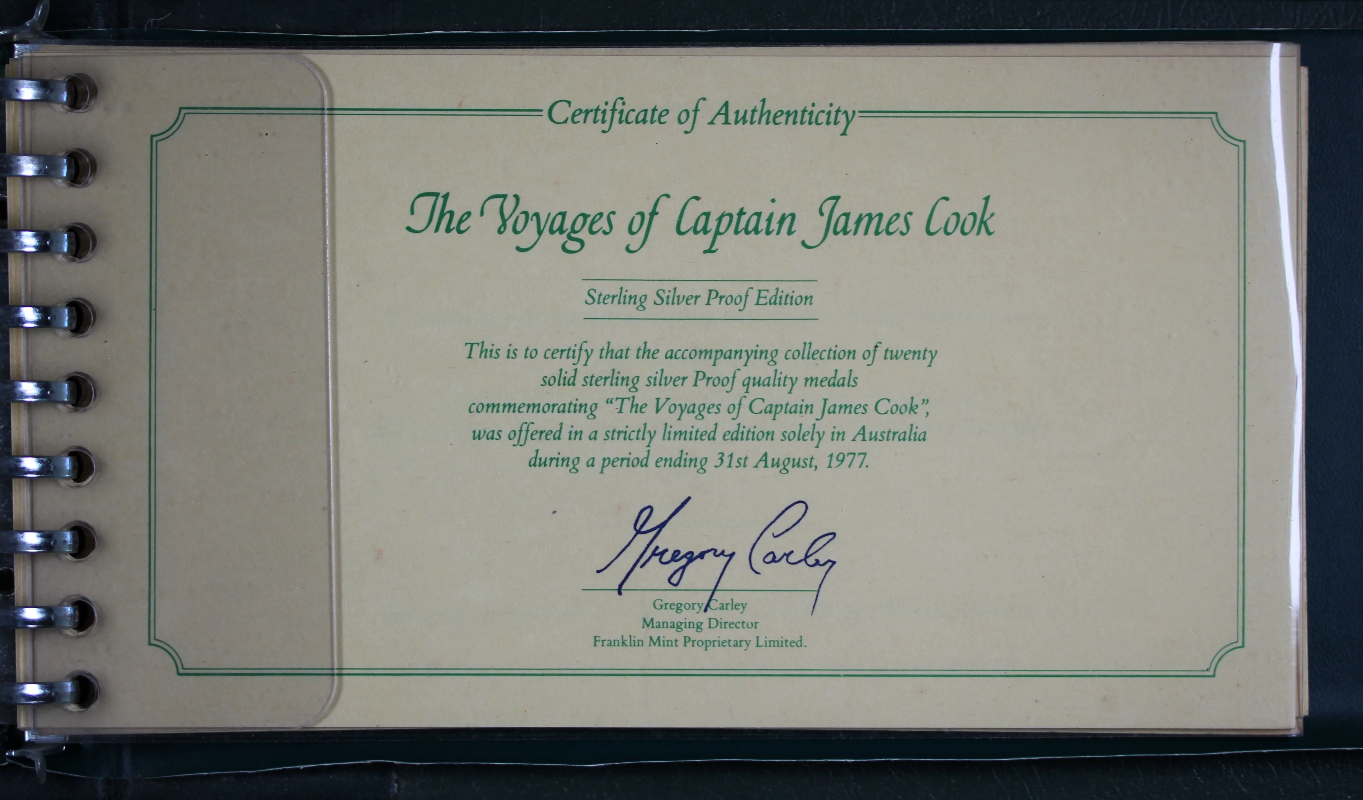 1977 Set of 20 Silver Medallions Voyages of Captain James Cook - Image 3