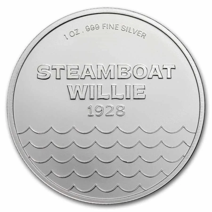 Mickey Mouse Steam Boat Willie Round 1oz Silver - Image 2